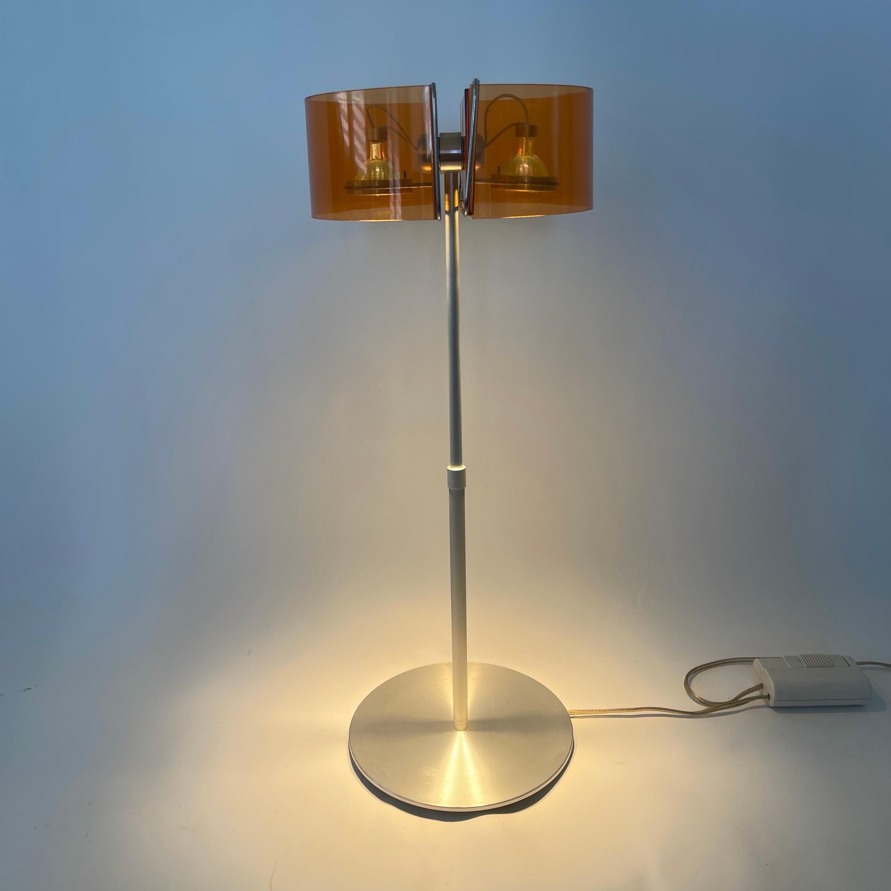 Metal Pablo Pardo Gloss Table Lamp Orange Acrylic and Aluminum Pablo Designs, USA 2002 For Sale