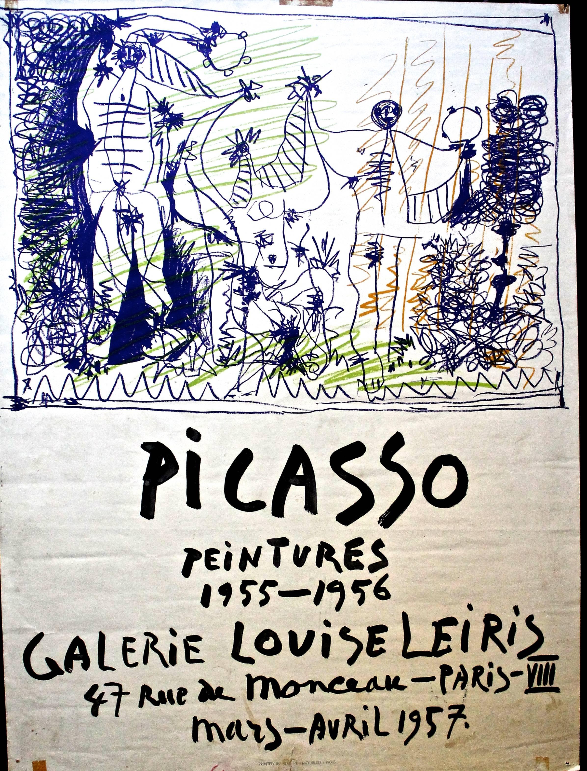 Important early original poster by Picasso, printed by his lithographer, Mourlot. Paris, for an exhibition of paintings at Galerie Louise Leiris, 1957.

Literature: Bloch, 1275; Mourlot 299; Czwiklitzer 25.