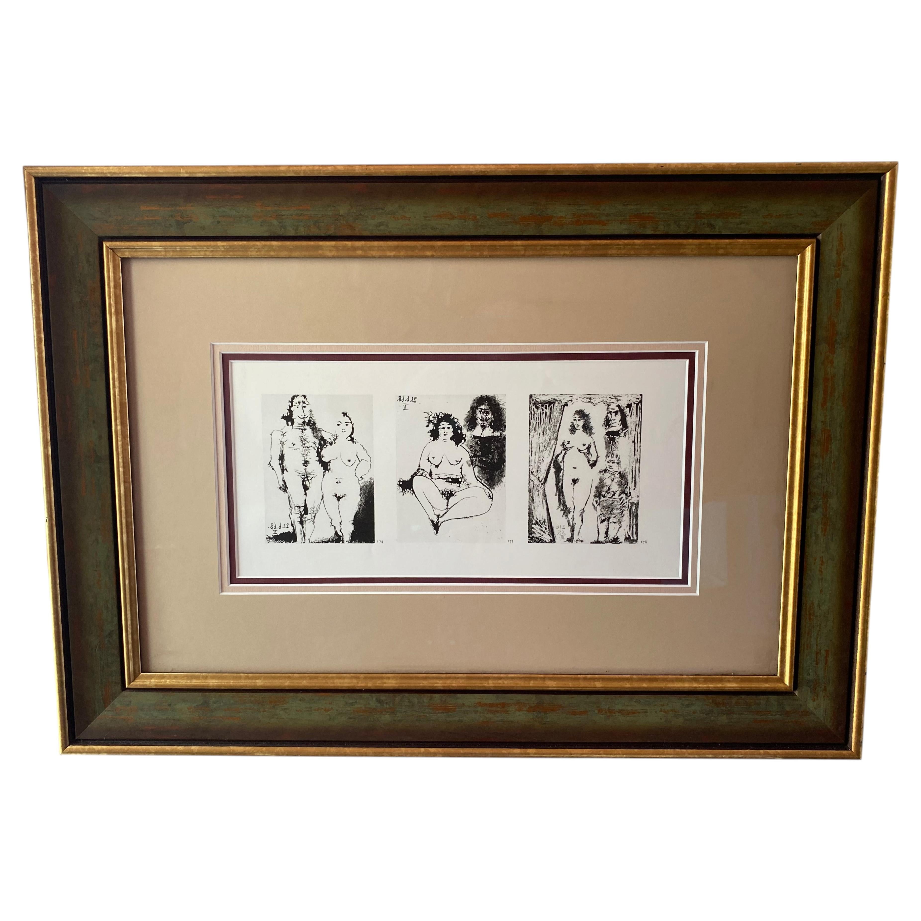 Pablo Picasso 347 Series Monochrome Photogravure Print, Zurich 1970 Framed Art