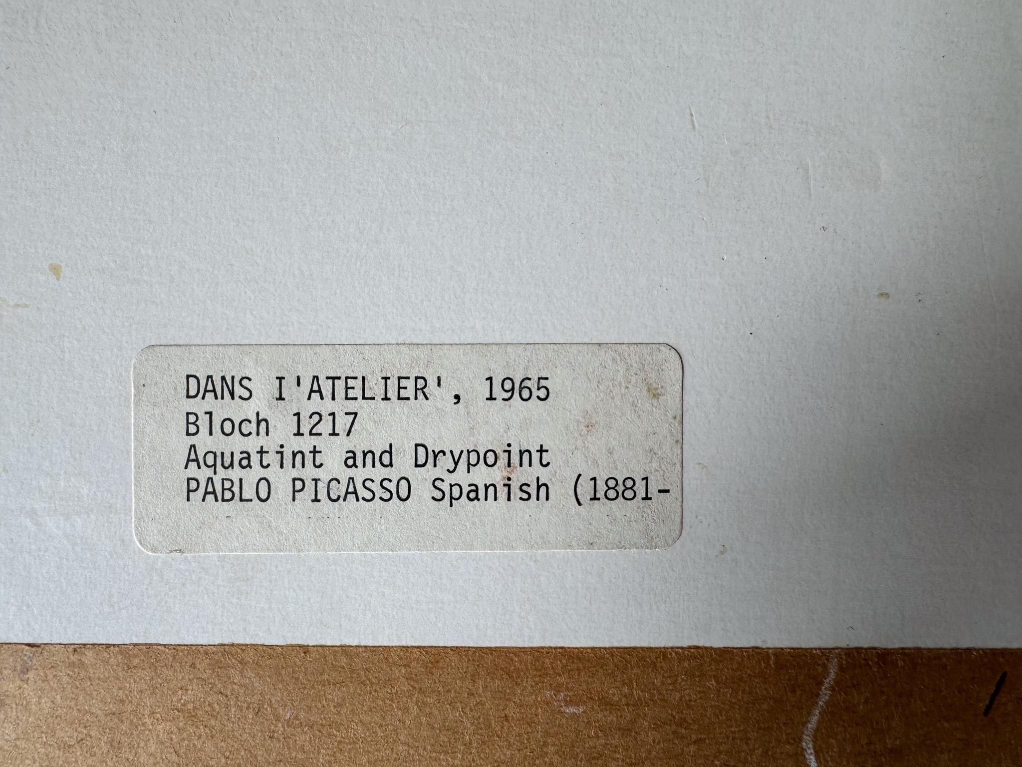 Aquatinte et pointe sèche de Pablo Picasso, Dans l'Atelier 1965 en vente 1