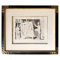 Antique Pablo Picasso Aquatint and Drypoint, Dans l'Atelier 1965