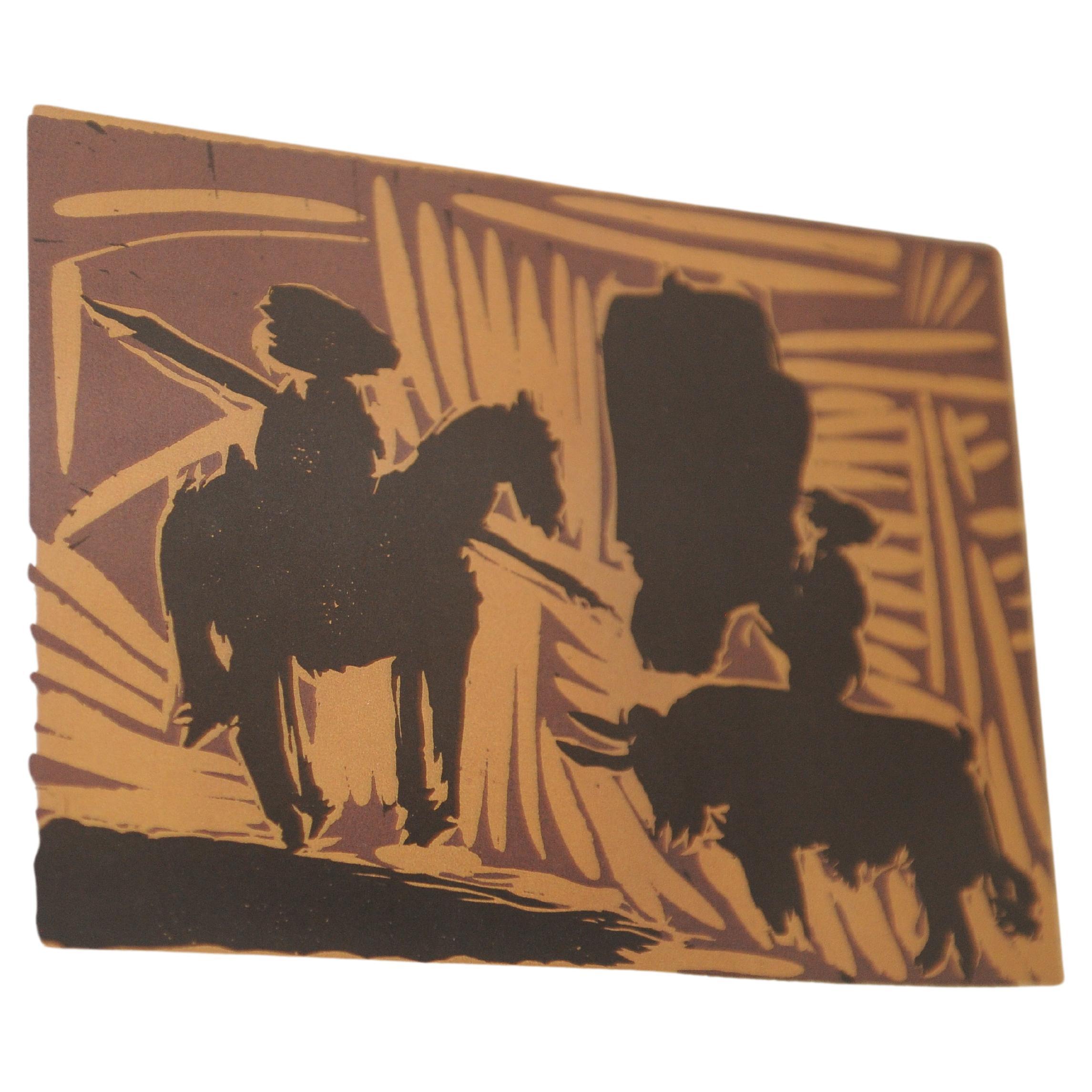 Moderne Lithographie signée Pablo Picasso « Before the Goading of the Bull », encadrée et dorée en vente