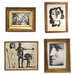 Pablo Picasso Black and White Prints in Vintage Gilt Frames