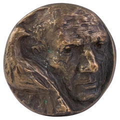 Antique Pablo Picasso Bronze Artist's Relief Portrait Medallion Plaque 