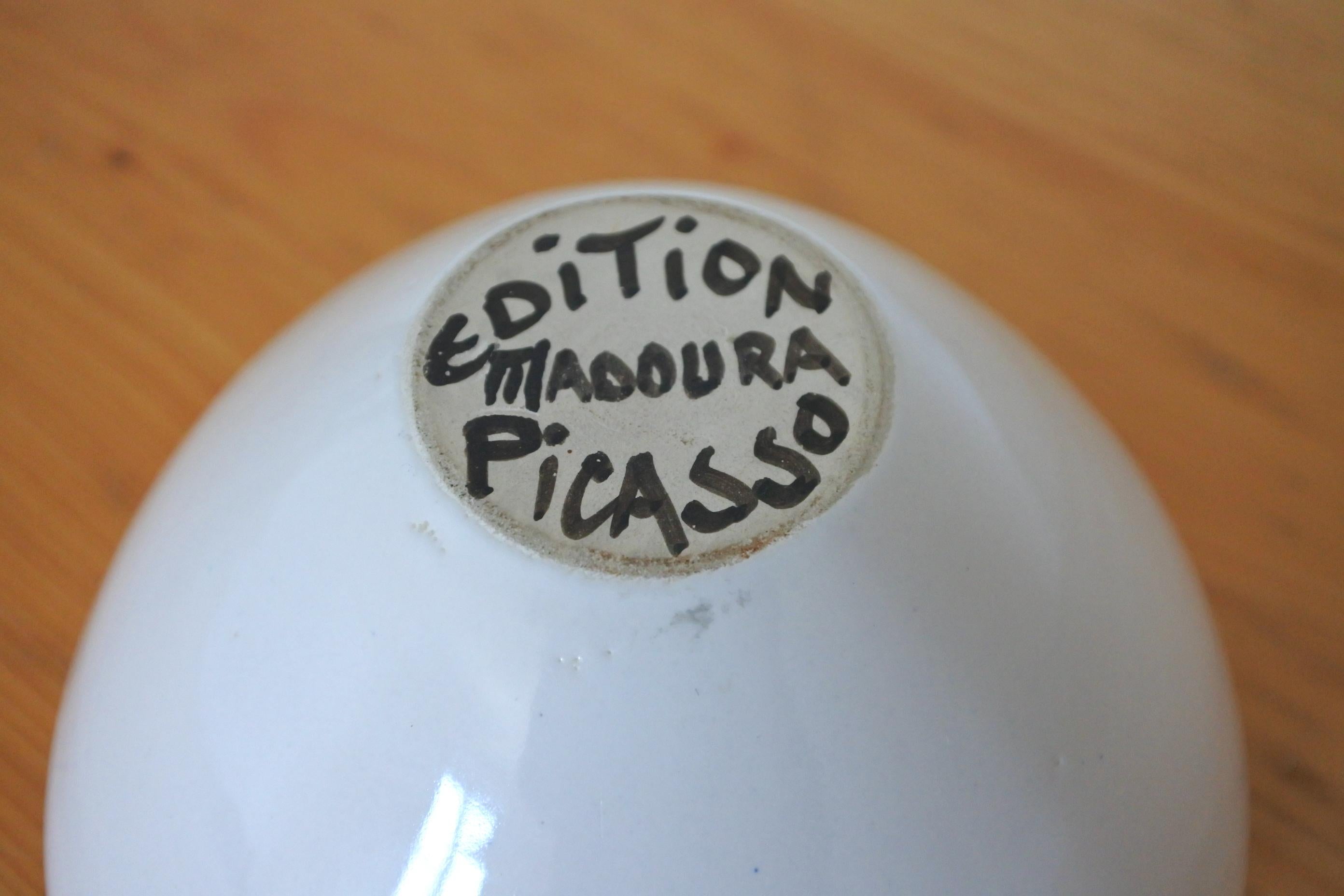 Pablo Picasso Ceramic Bowl, Picador and Bull, Atelier Madoura, Vallauris, 1955 1