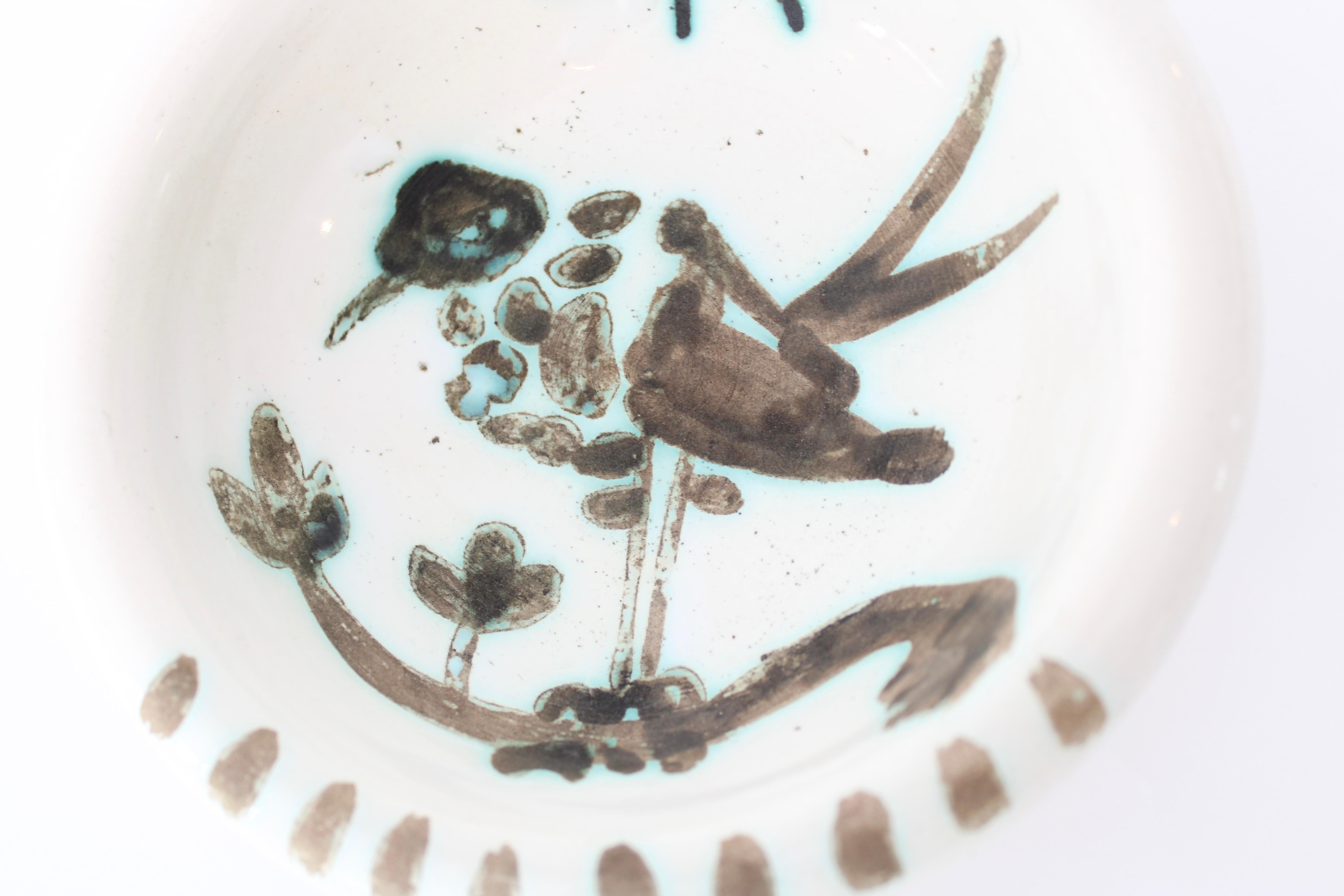 Mid-20th Century Pablo Picasso Ceramic Dish Editions Picasso Madoura Bird And Sun 1952 For Sale