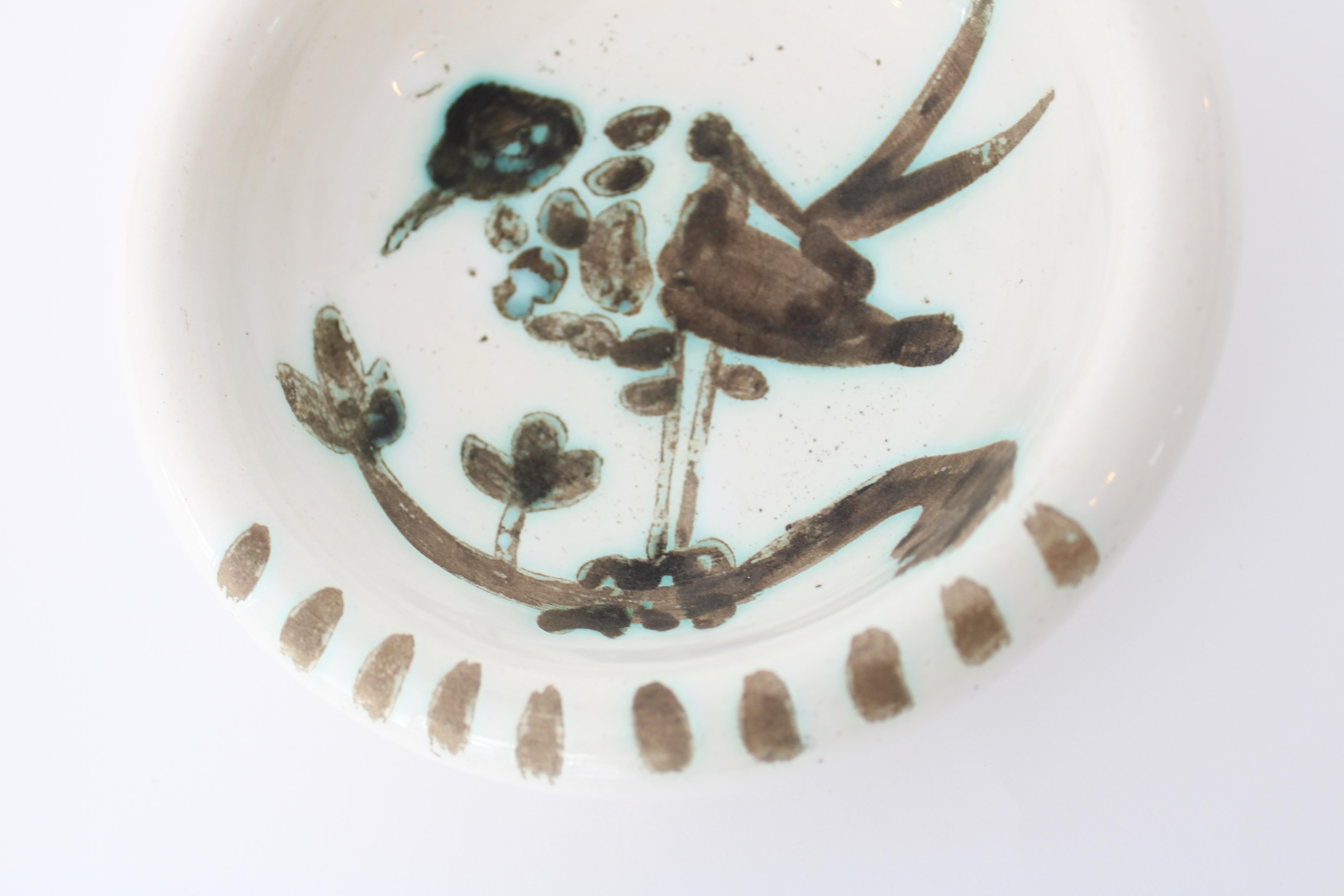 Pablo Picasso Ceramic Dish Editions Picasso Madoura Bird And Sun 1952 For Sale 2