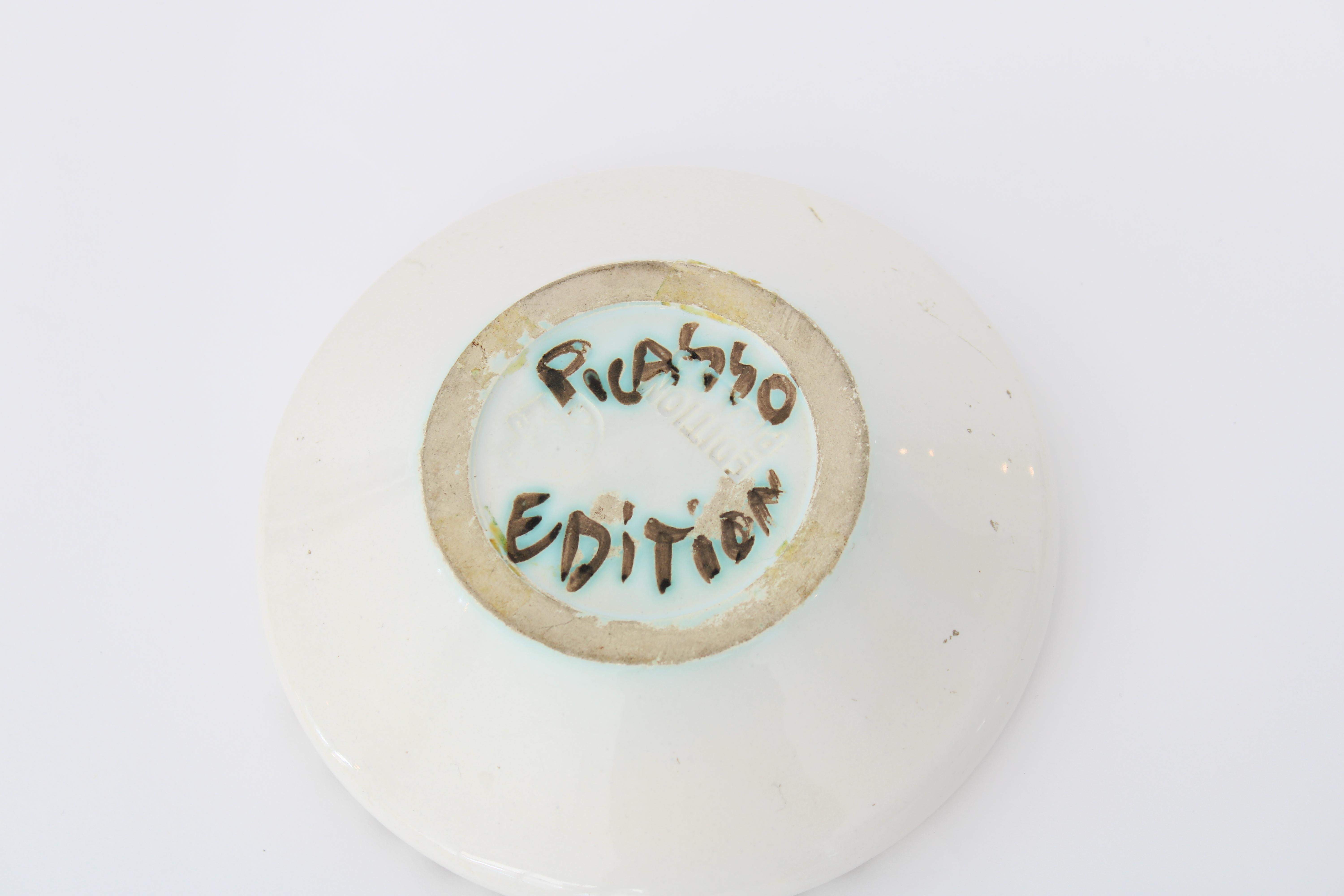 Pablo Picasso Ceramic Dish Editions Picasso Madoura Bird And Sun 1952 For Sale 3