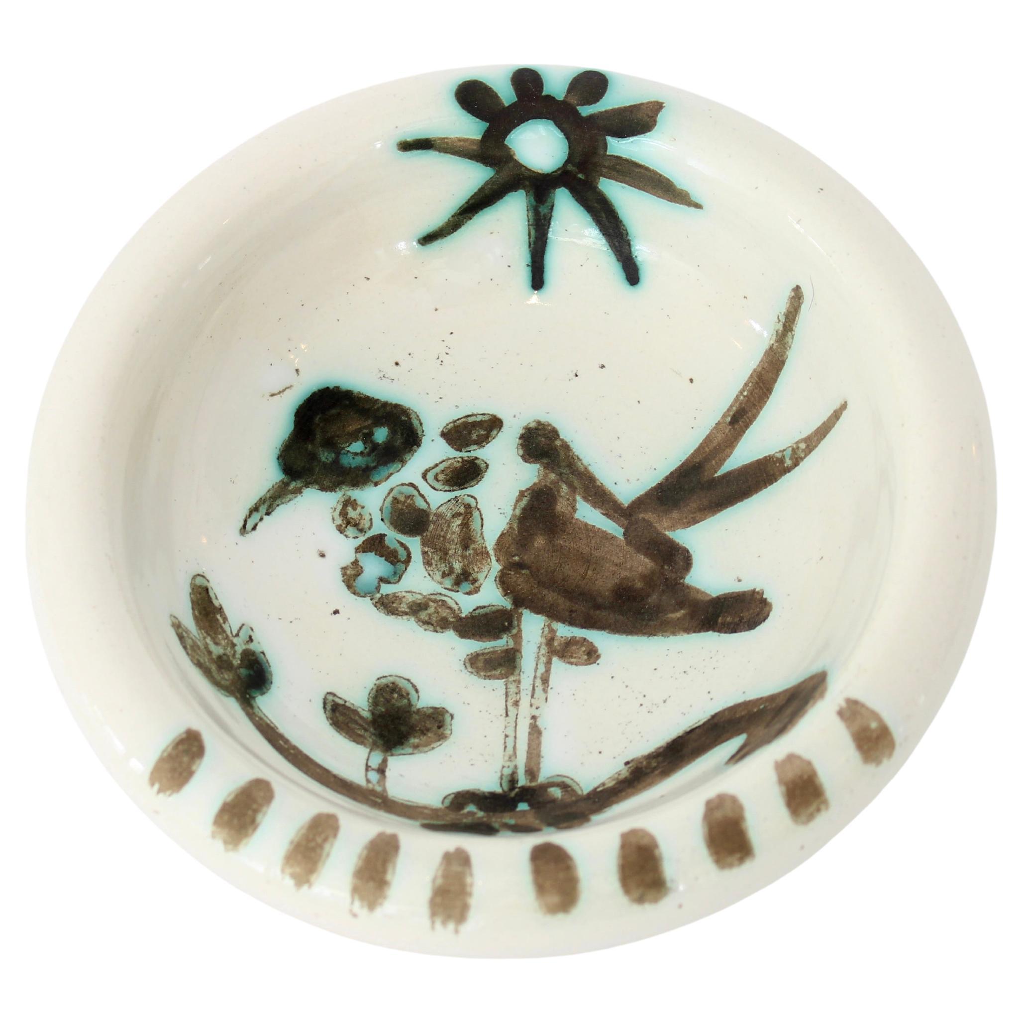 Pablo Picasso Ceramic Dish Editions Picasso Madoura Bird And Sun 1952