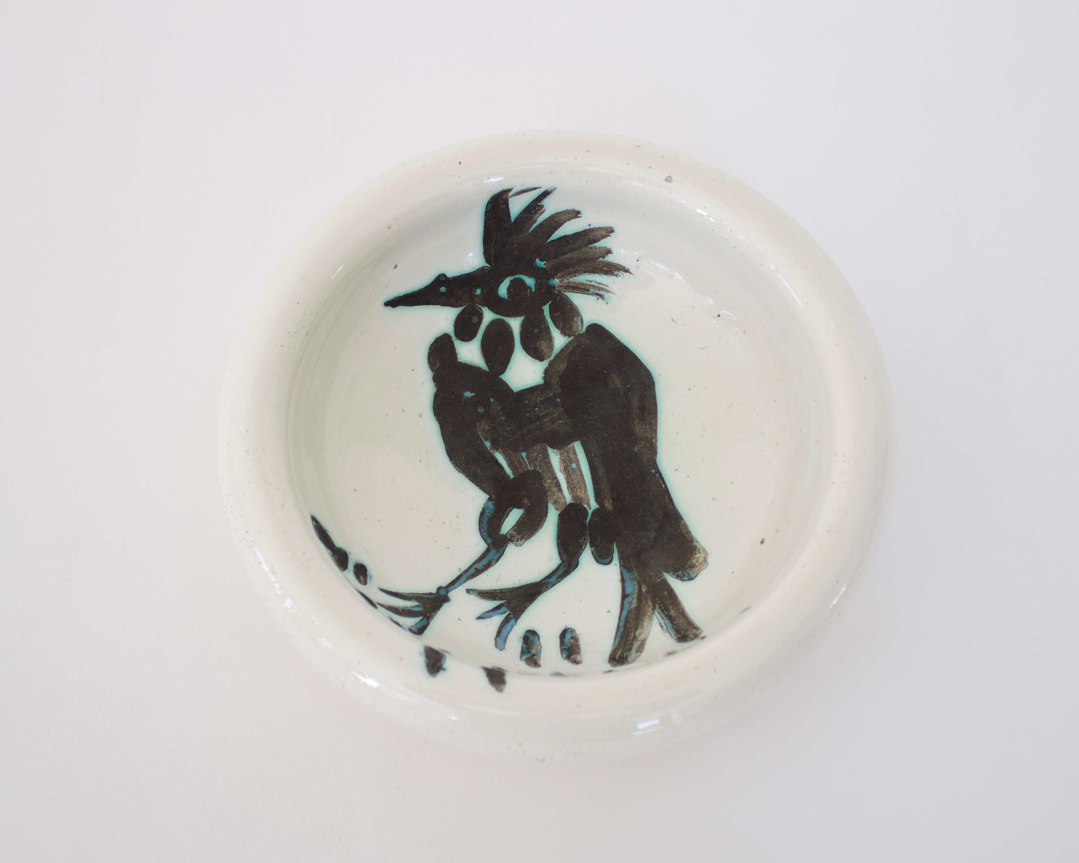 Mid-Century Modern Pablo Picasso Ceramic Dish Editions Picasso Madoura Bird Tuft Pointy Beak C 1952