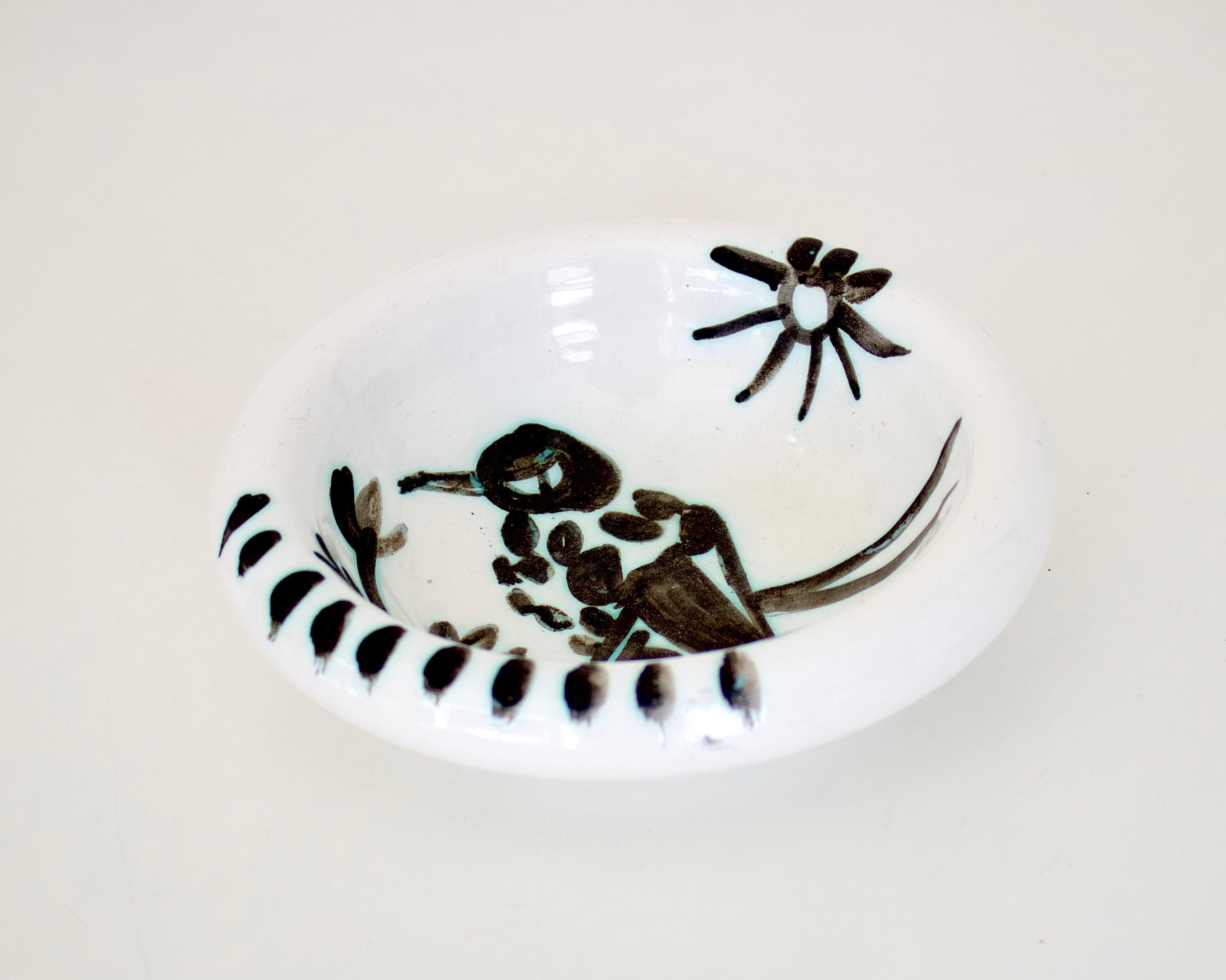 Mid-Century Modern Pablo Picasso Ceramic Dish Editions Picasso Madoura Bird with Sun C 1952