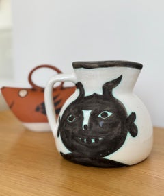 Pablo Picasso Ceramic Pitcher  "Heads", Edition Madoura Vallauris 1956