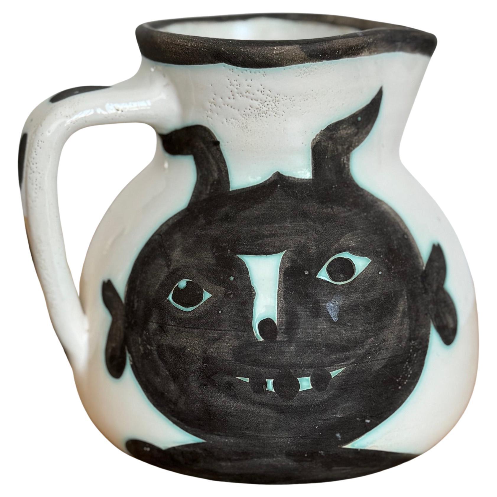 Jarra de cerámica Pablo Picasso  "Cabezas", Edición Madoura Vallauris 1956