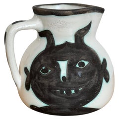 Pablo Picasso Ceramic Pitcher  "Heads", Edition Madoura Vallauris 1956
