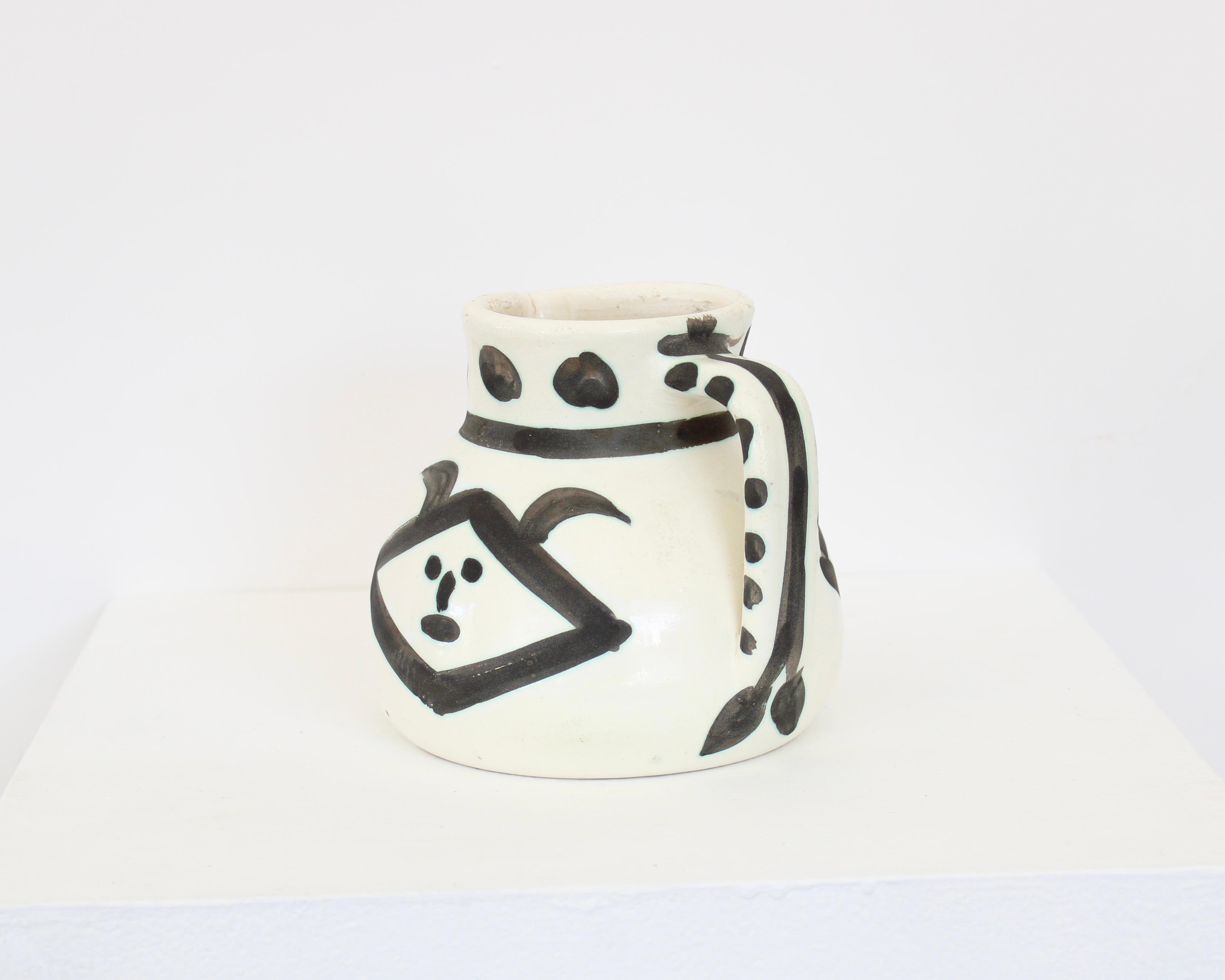 Pablo Picasso Ceramic Pitcher Tetes Visages Editions Picasso Madoura For Sale 5