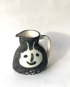 Pablo Picasso Ceramic Pitcher Tetes Visages Editions Picasso Madoura