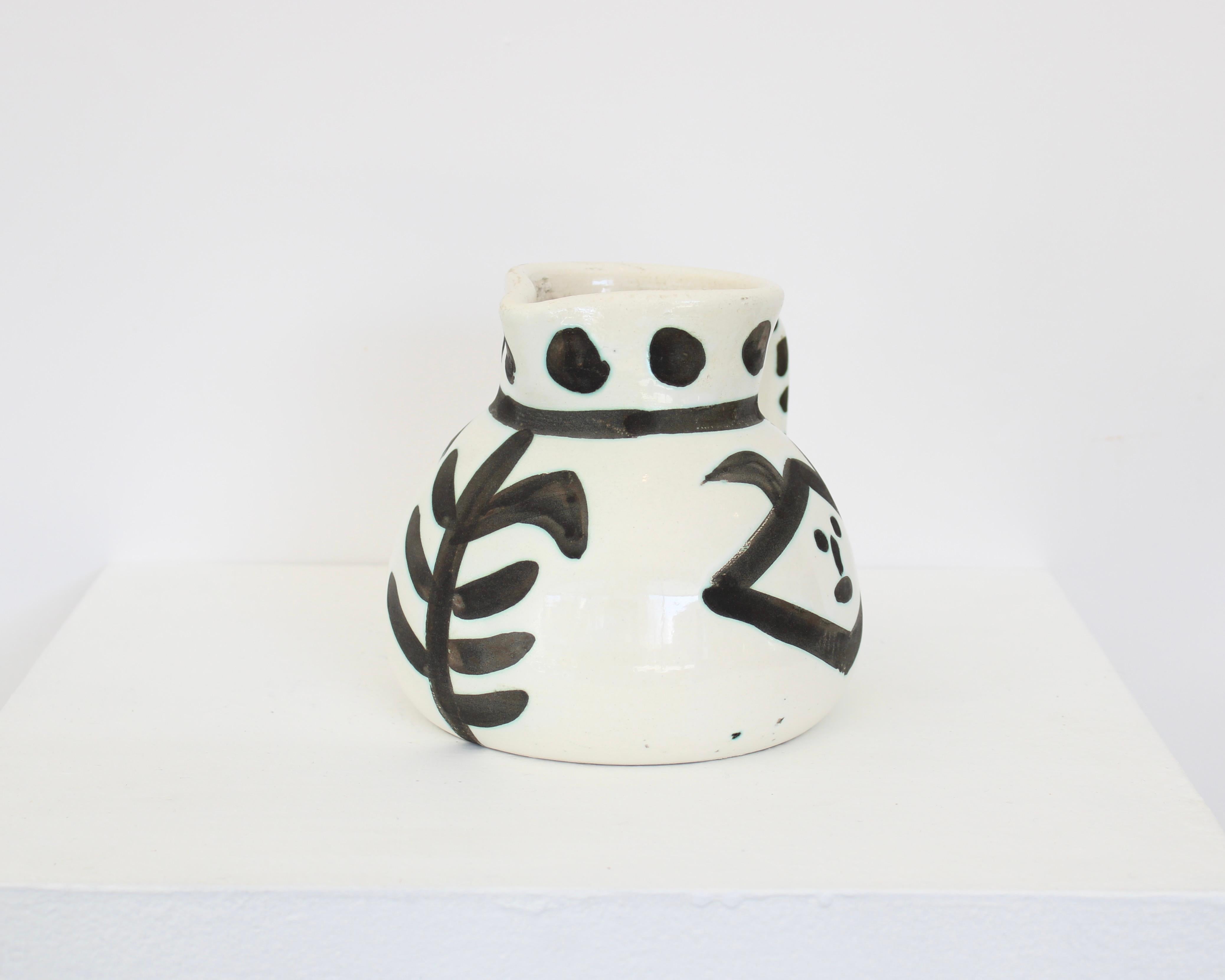 Mid-Century Modern Pablo Picasso Ceramic Pitcher Tetes Visages Editions Picasso Madoura For Sale