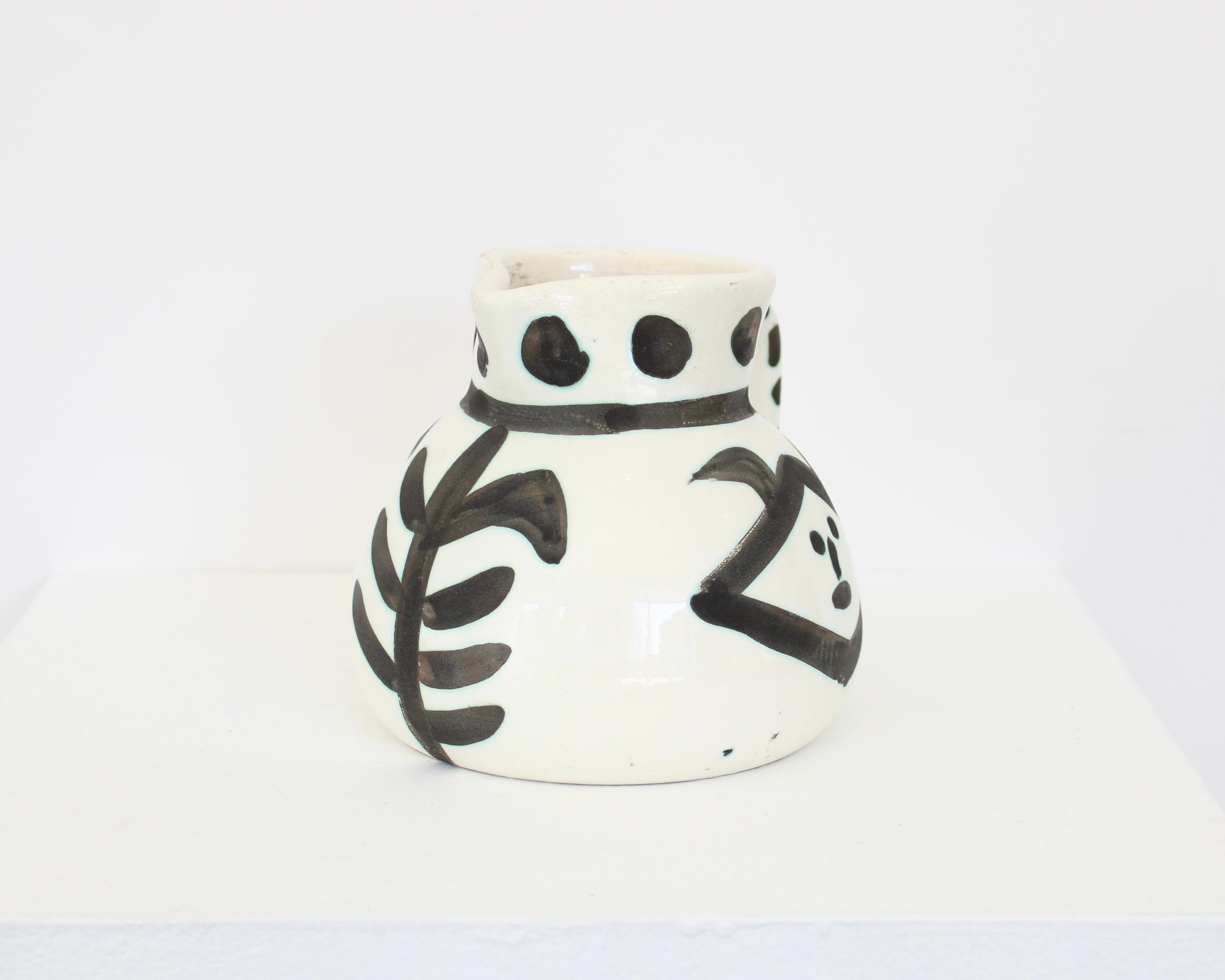French Pablo Picasso Ceramic Pitcher Tetes Visages Editions Picasso Madoura For Sale
