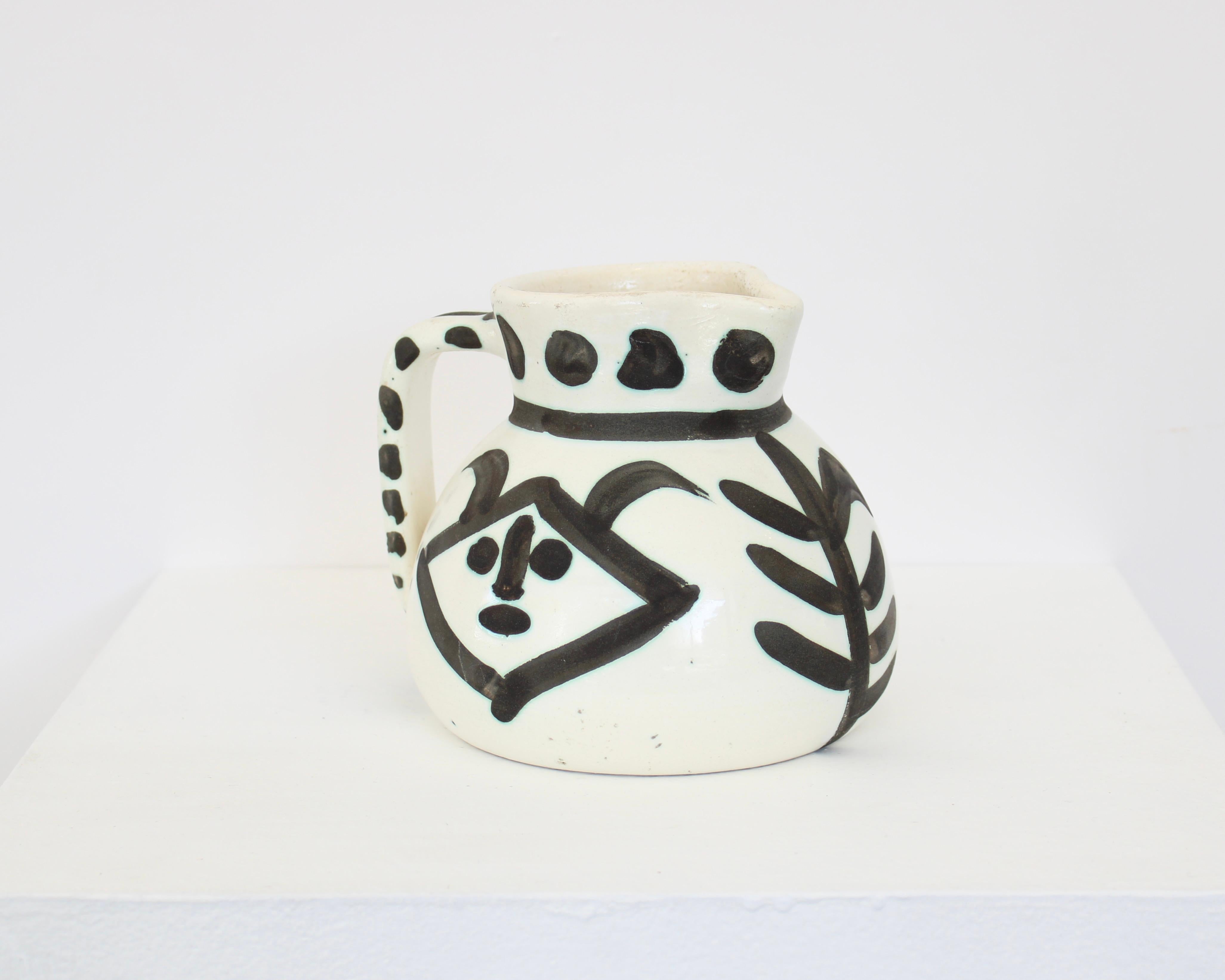 Mid-20th Century Pablo Picasso Ceramic Pitcher Tetes Visages Editions Picasso Madoura For Sale