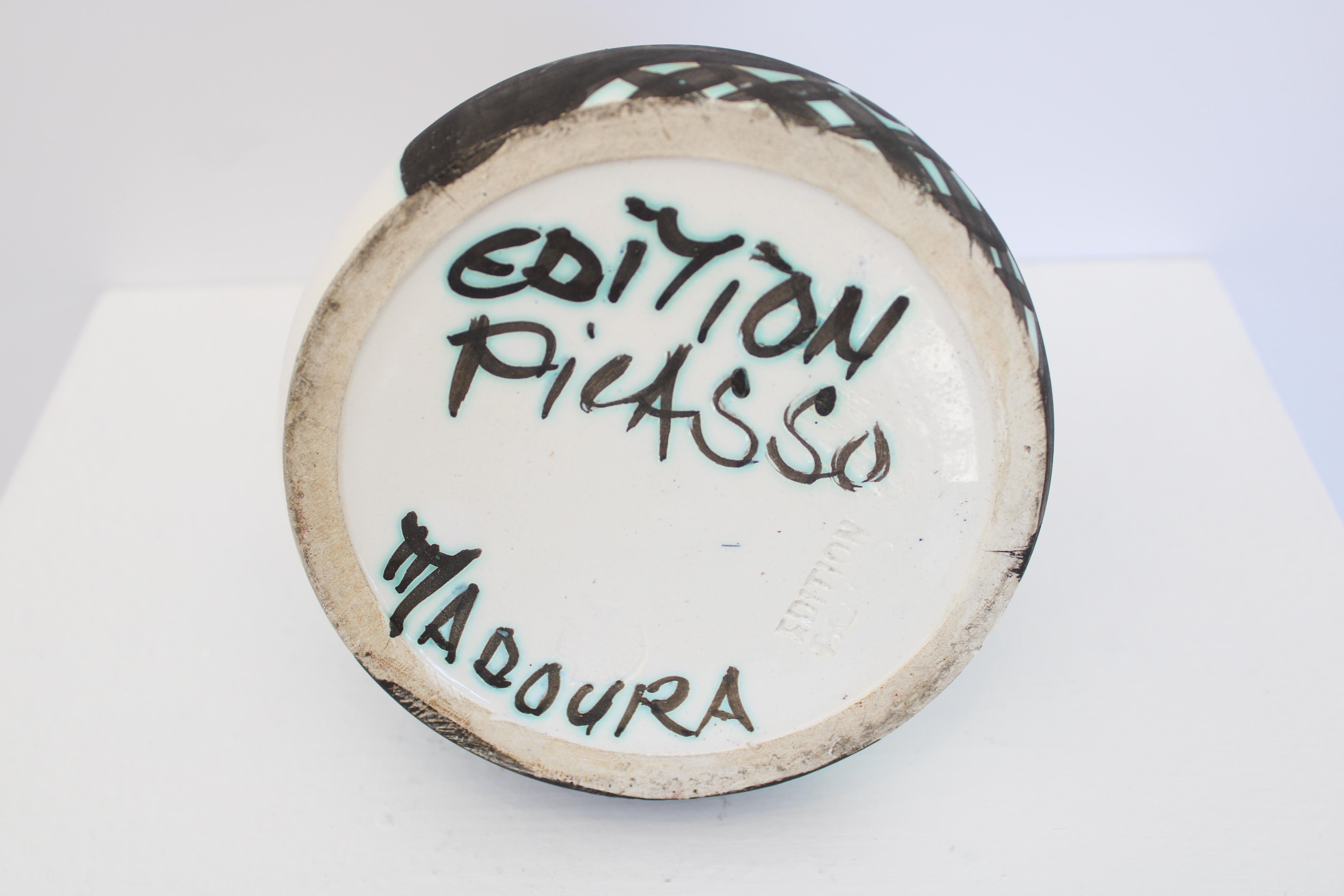 Mid-20th Century Pablo Picasso Ceramic Pitcher Tetes Visages Editions Picasso Madoura For Sale