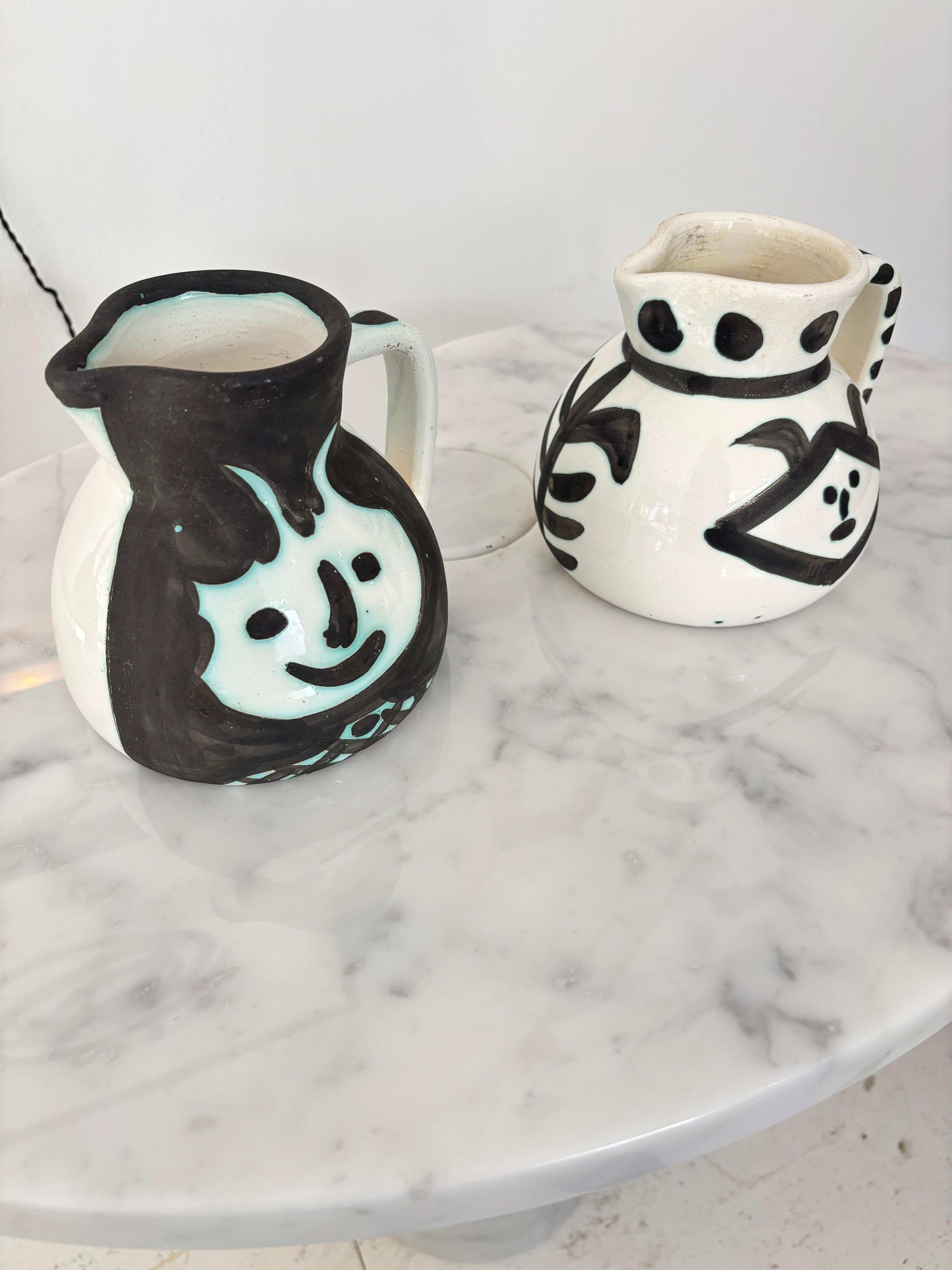Pablo Picasso Ceramic Pitcher Tetes Visages Editions Picasso Madoura For Sale 1