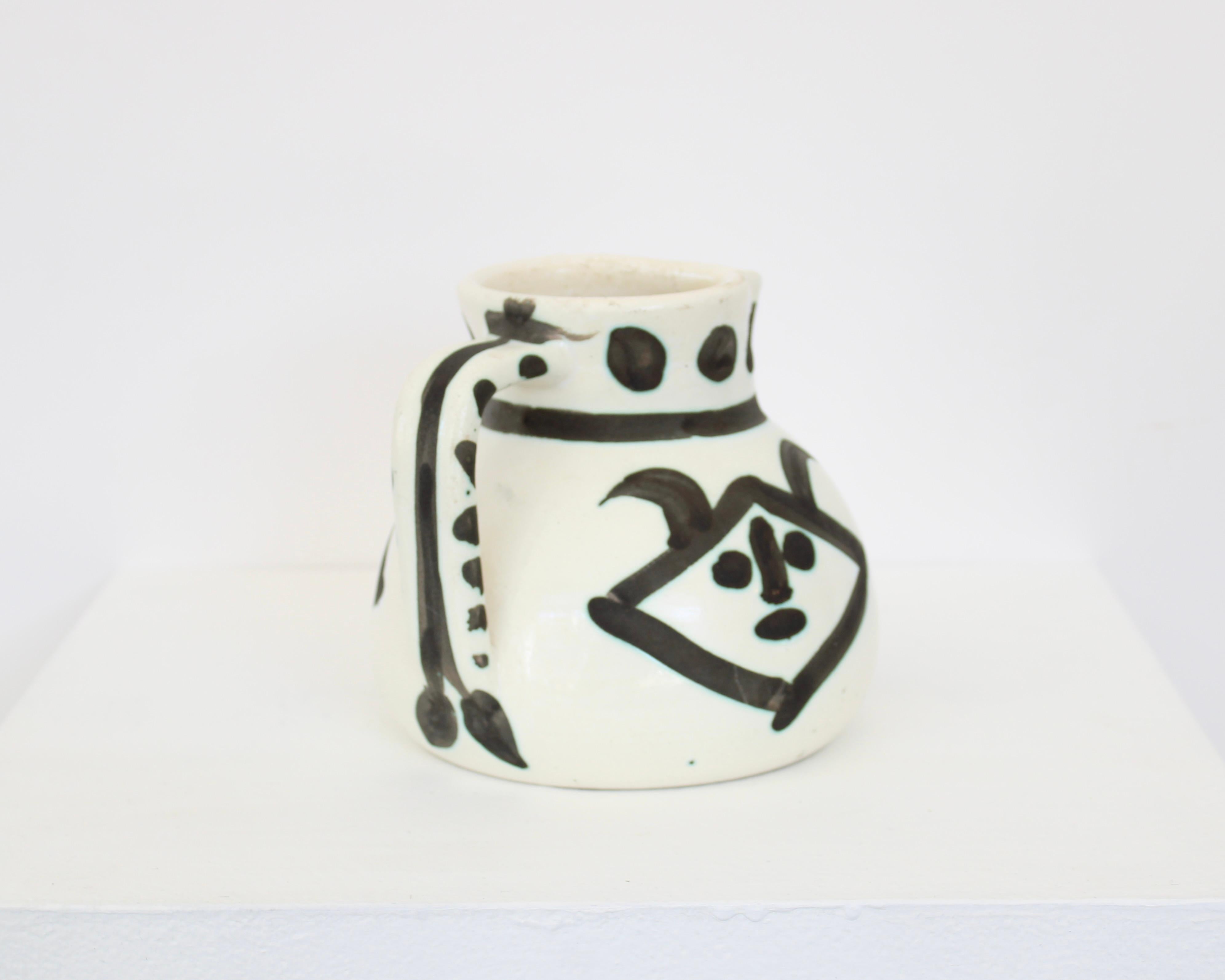 Pablo Picasso Ceramic Pitcher Tetes Visages Editions Picasso Madoura For Sale 2