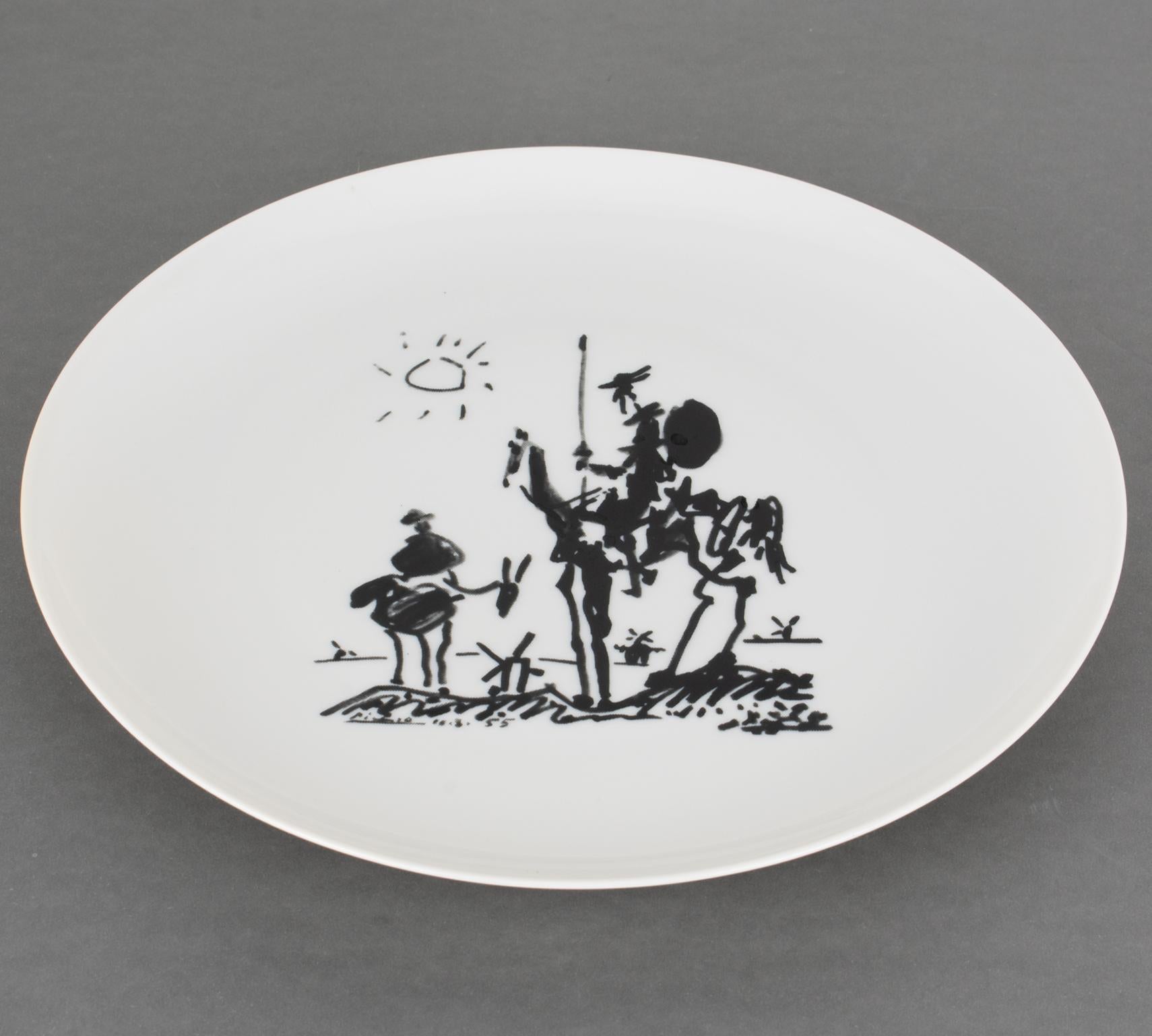 This stunning decorative ceramic plate was manufactured by Bernardaud et Cie in Limoges, France, with an original design by Pablo Picasso. The plate represents an iconic work by the Spanish Artist Pablo Picasso (1881-1973), under license from the