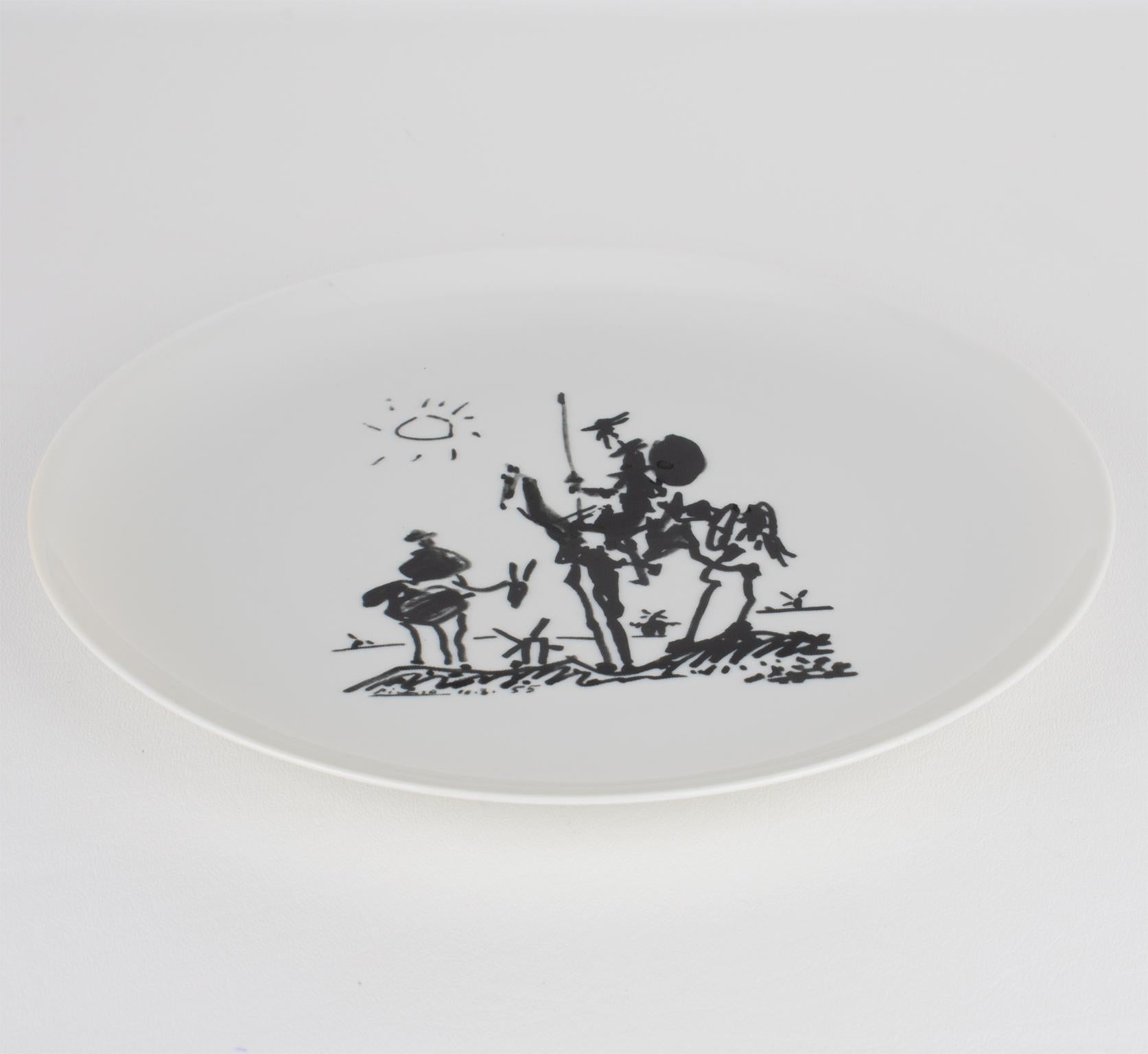 Modern Pablo Picasso Ceramic Plate by Bernardaud Limoges, Don Quixote Decor For Sale