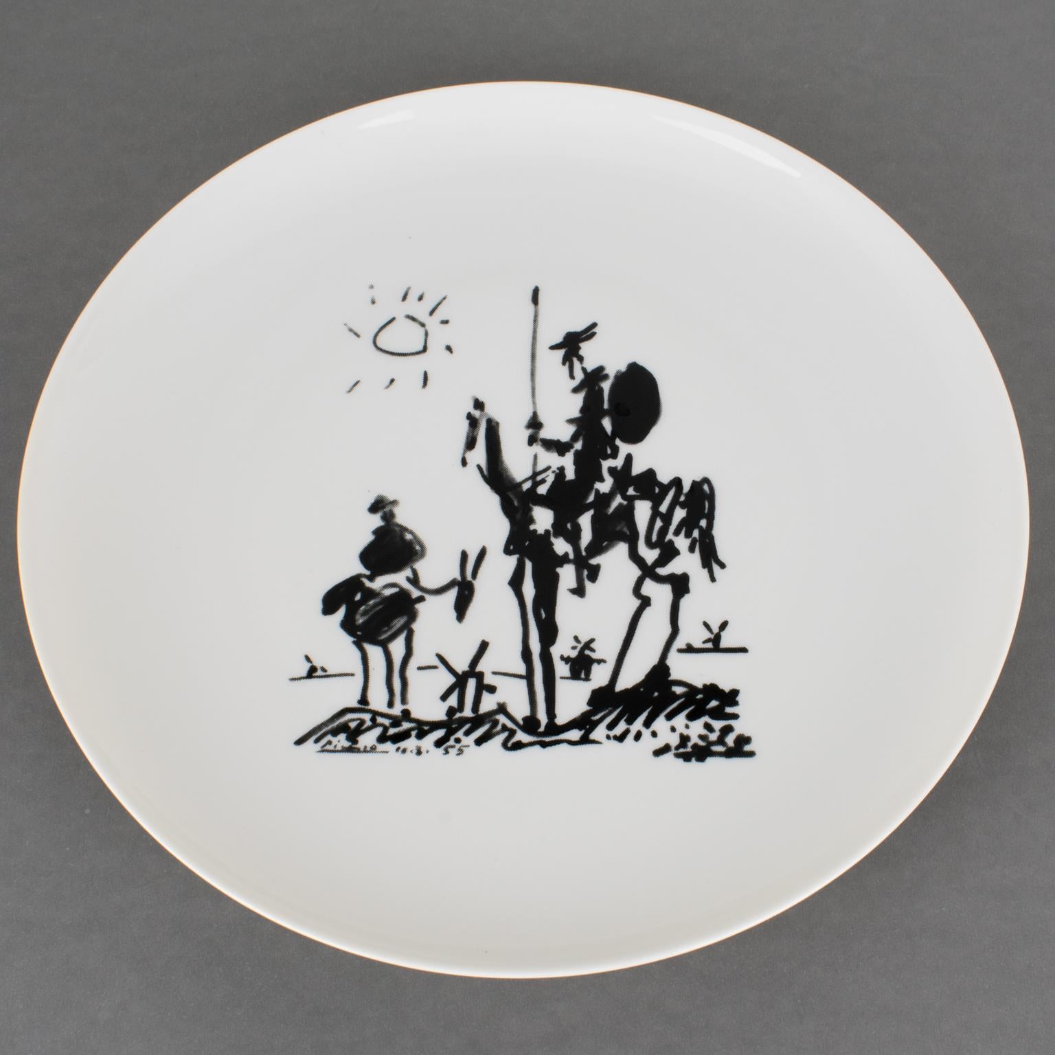 Pablo Picasso Ceramic Plate by Bernardaud Limoges, Don Quixote Decor For Sale 1