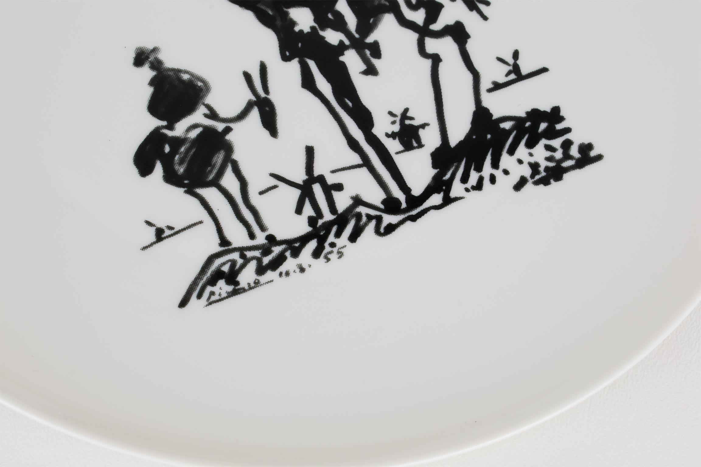 Pablo Picasso Ceramic Plate by Bernardaud Limoges, Don Quixote Decor For Sale 2