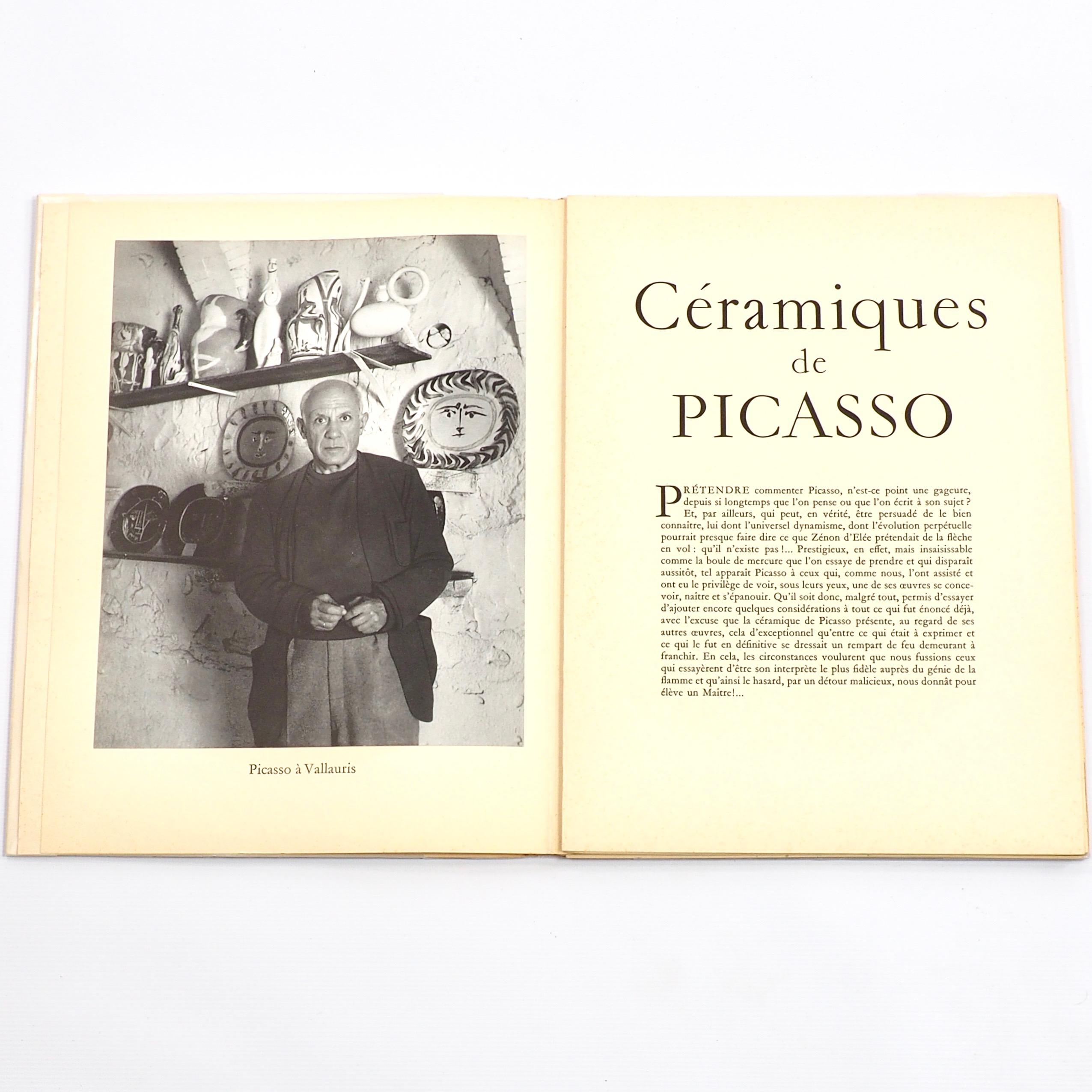 First edition, published by Albert Skira, 1948. This is a beautiful unpaginated portfolio of 18 tipped-in photographs of Picasso ceramics. Each of these prints are cut to the shape of the ceramic and have a glossy finish that mimic the experience of