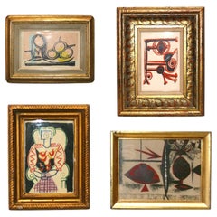 Pablo Picasso Color Prints in Vintage Gilt Frames 