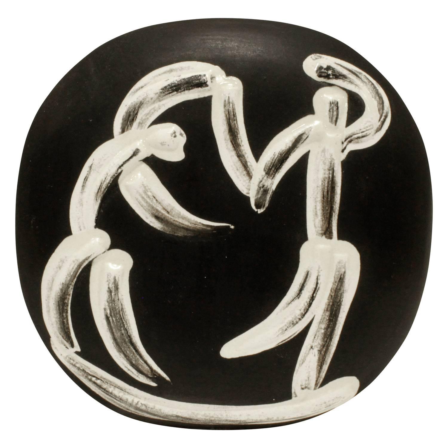 Pablo Picasso "Danseurs Sur Fond Fonce" Ceramic Plate, 1956