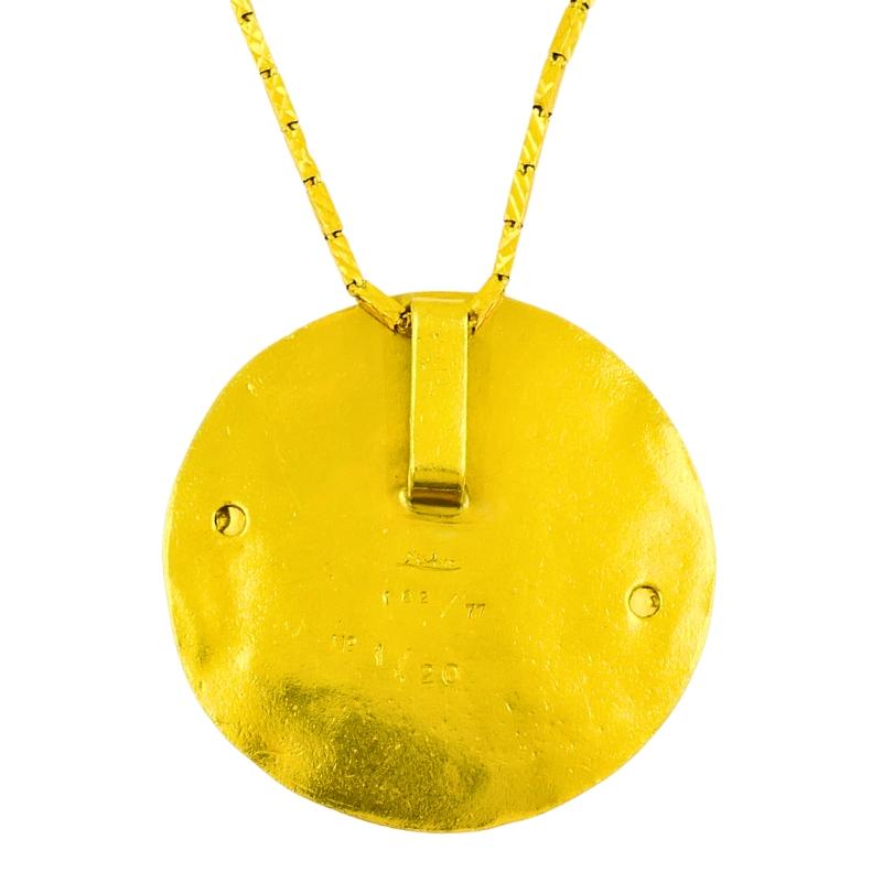 Pablo Picasso Design Faune Cavalier 23k Gold Medallion Pendant Estate Jewelry For Sale 3
