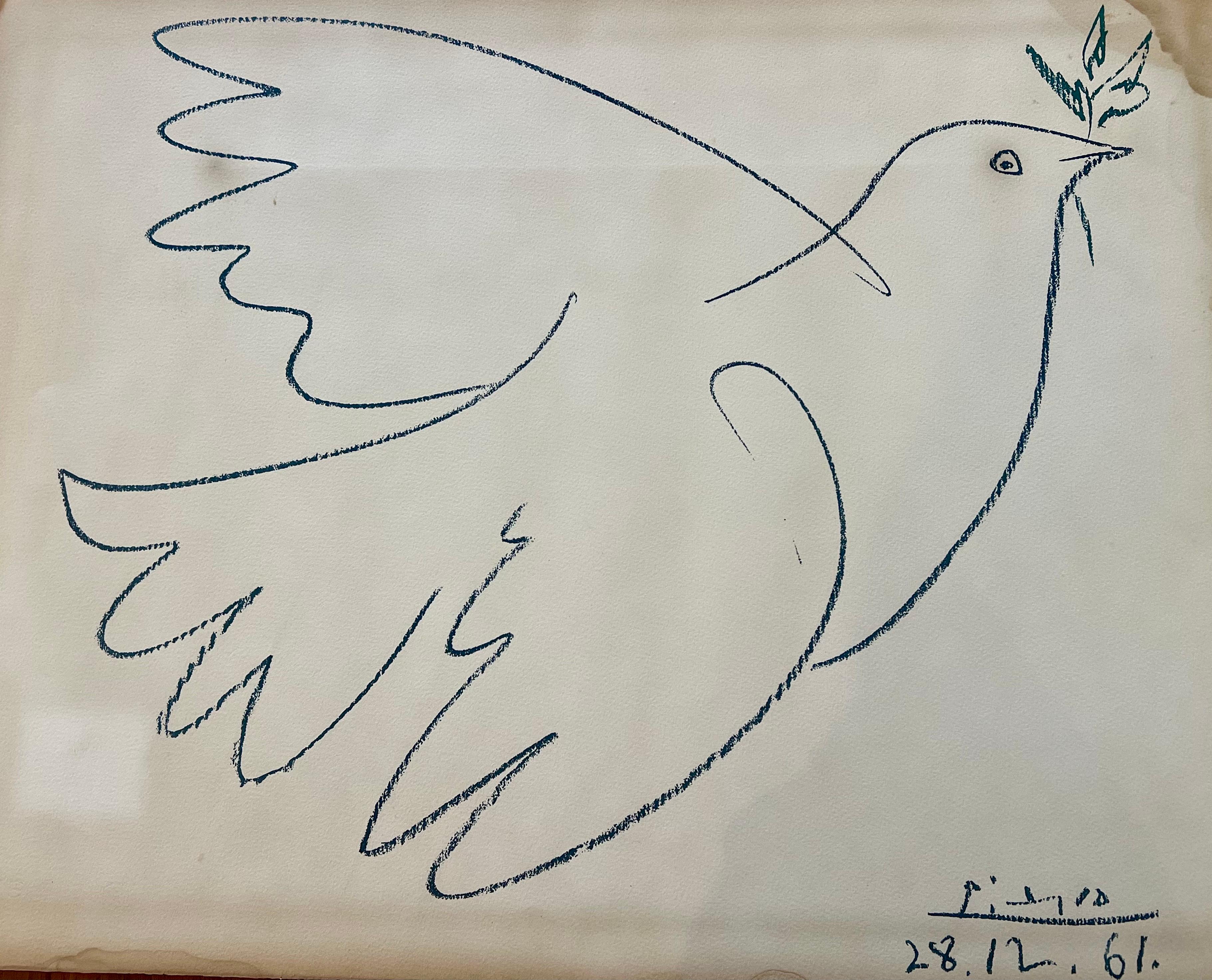Pablo Picasso Taube des Friedens Lithographie Offene Auflage  von Libermann Fine Art (Moderne der Mitte des Jahrhunderts)