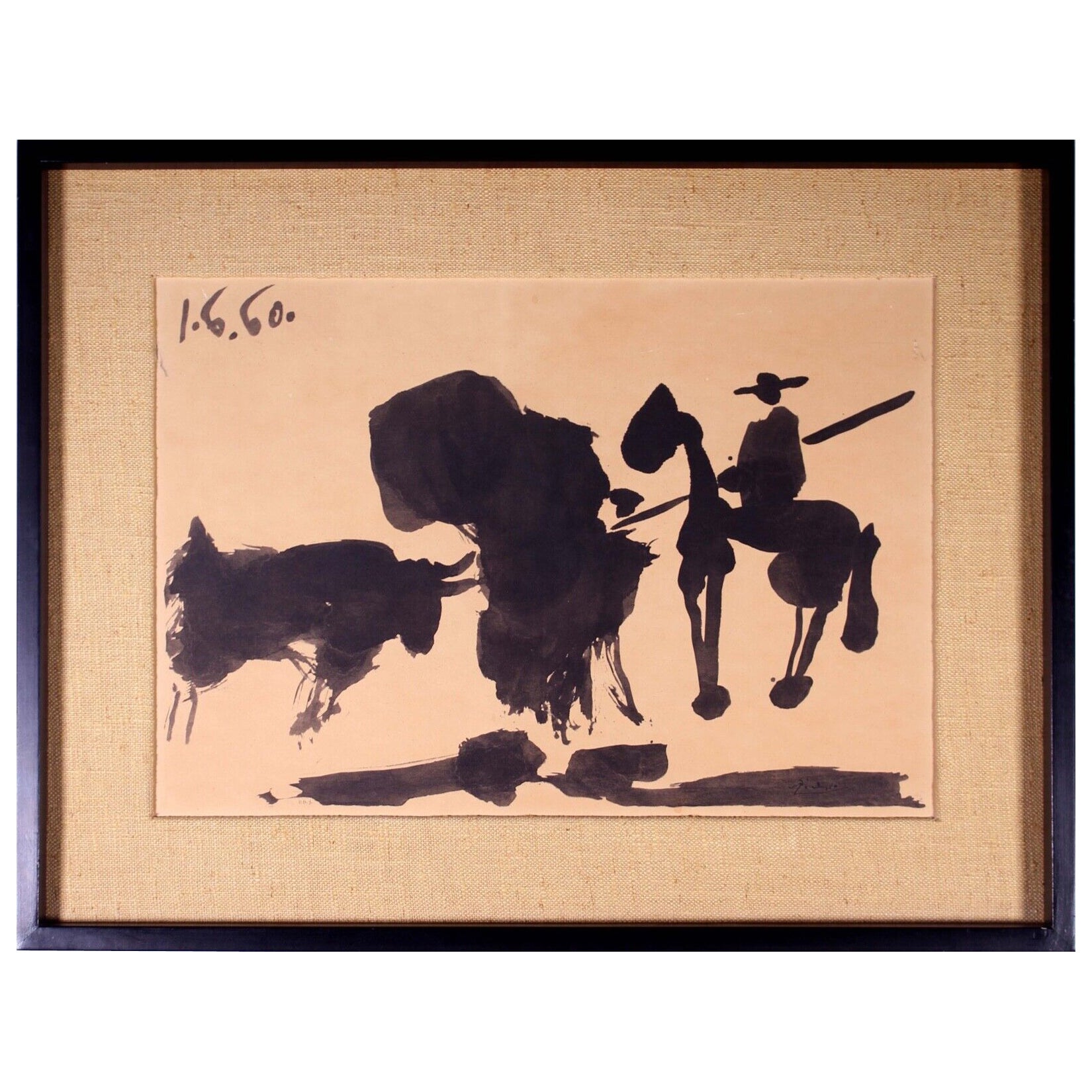 Lithographie offset moderne et moderne encadrée Pablo Picasso El Corrida, 1960