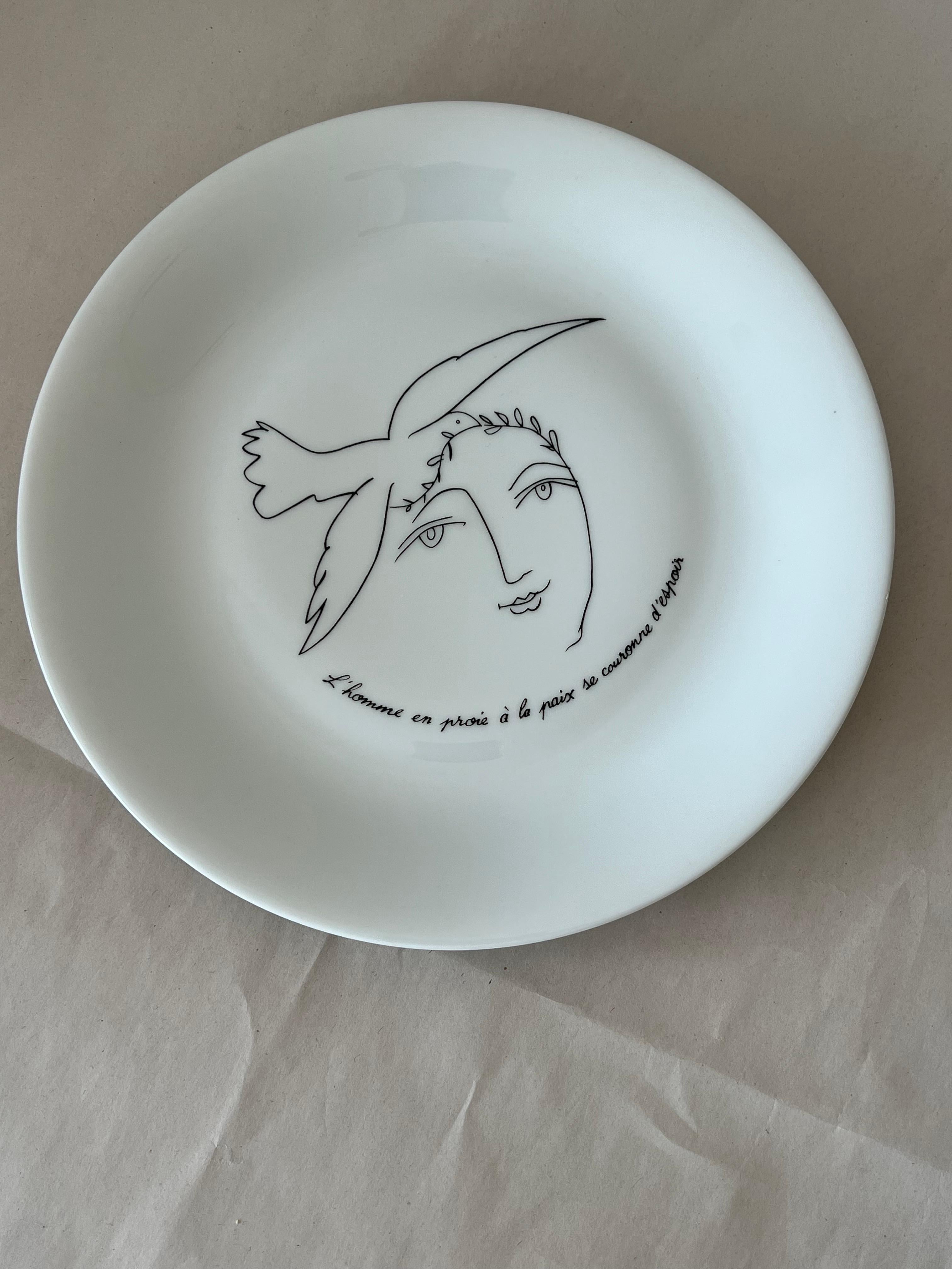 Beautiful decorative, ceramic plate/charger by Pablo Picasso/Paul Eluard, produced by Limoges, France. 