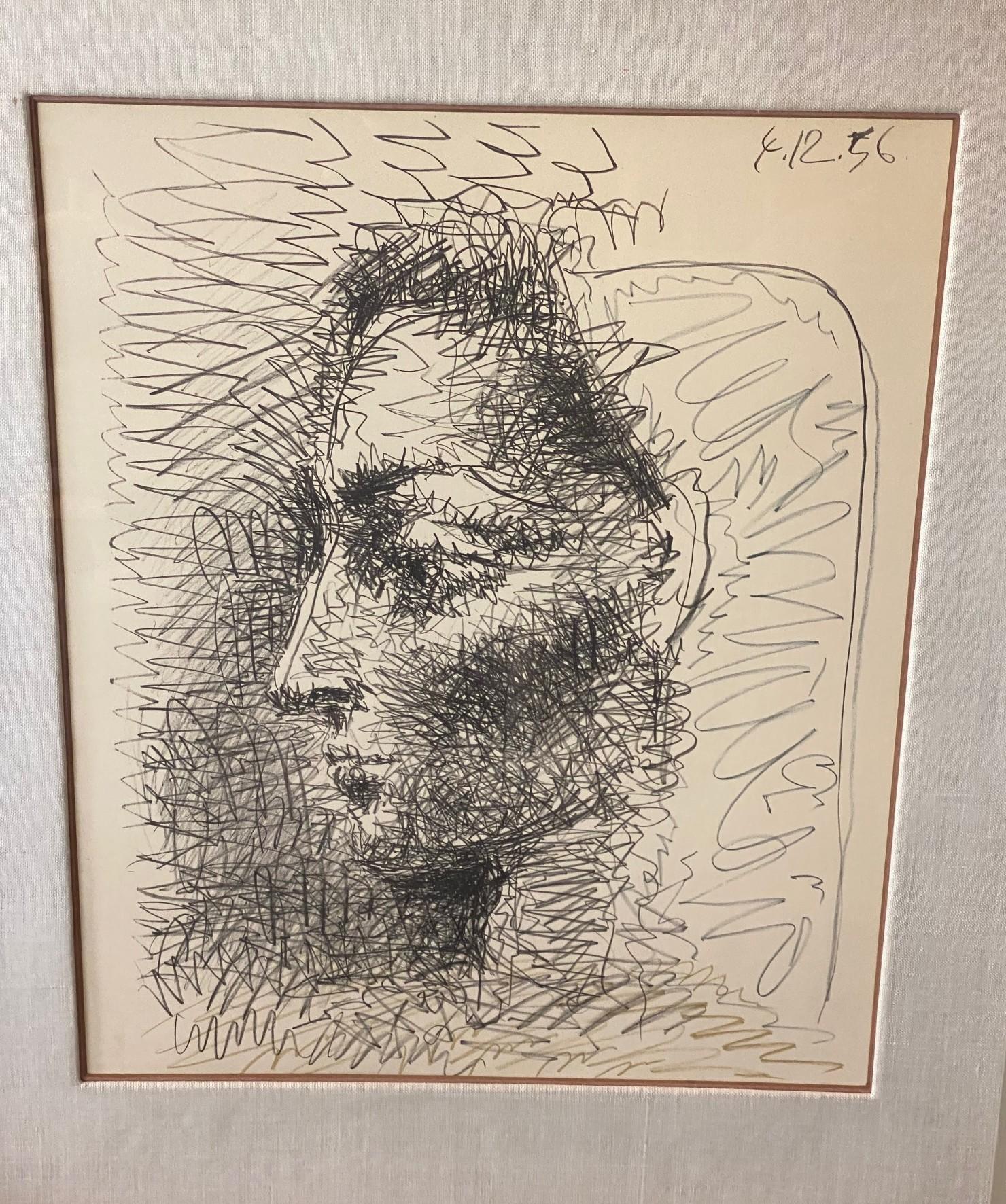 Mid-Century Modern Pablo Picasso Exhibition Lithograph Poster, Portrait of Jacqueline, 1956 For Sale