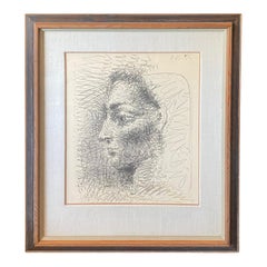Affiche lithographique de l'exposition Pablo Picasso, Portrait de Jacqueline, 1956