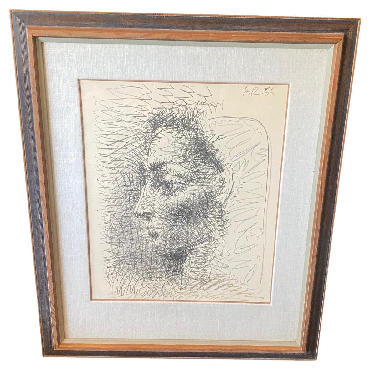 Pablo Picasso Exhibition Lithograph Poster, Portrait of Jacqueline, 1956 For Sale