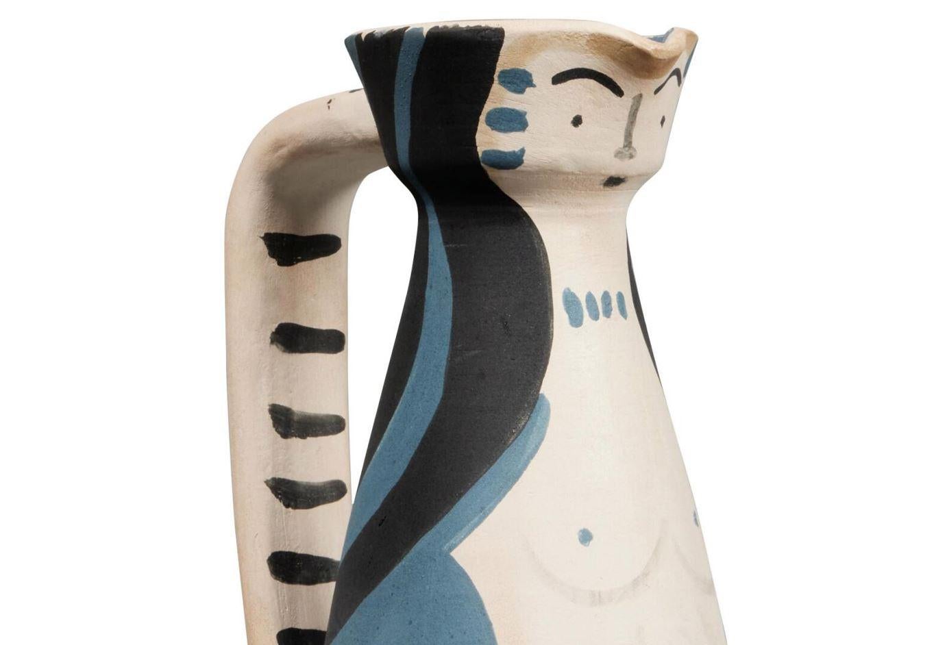 Pablo Picasso Madoura Femme Sculpture Pitcher Ewer Vase AR 297 Painted Ceramic in vendita 2