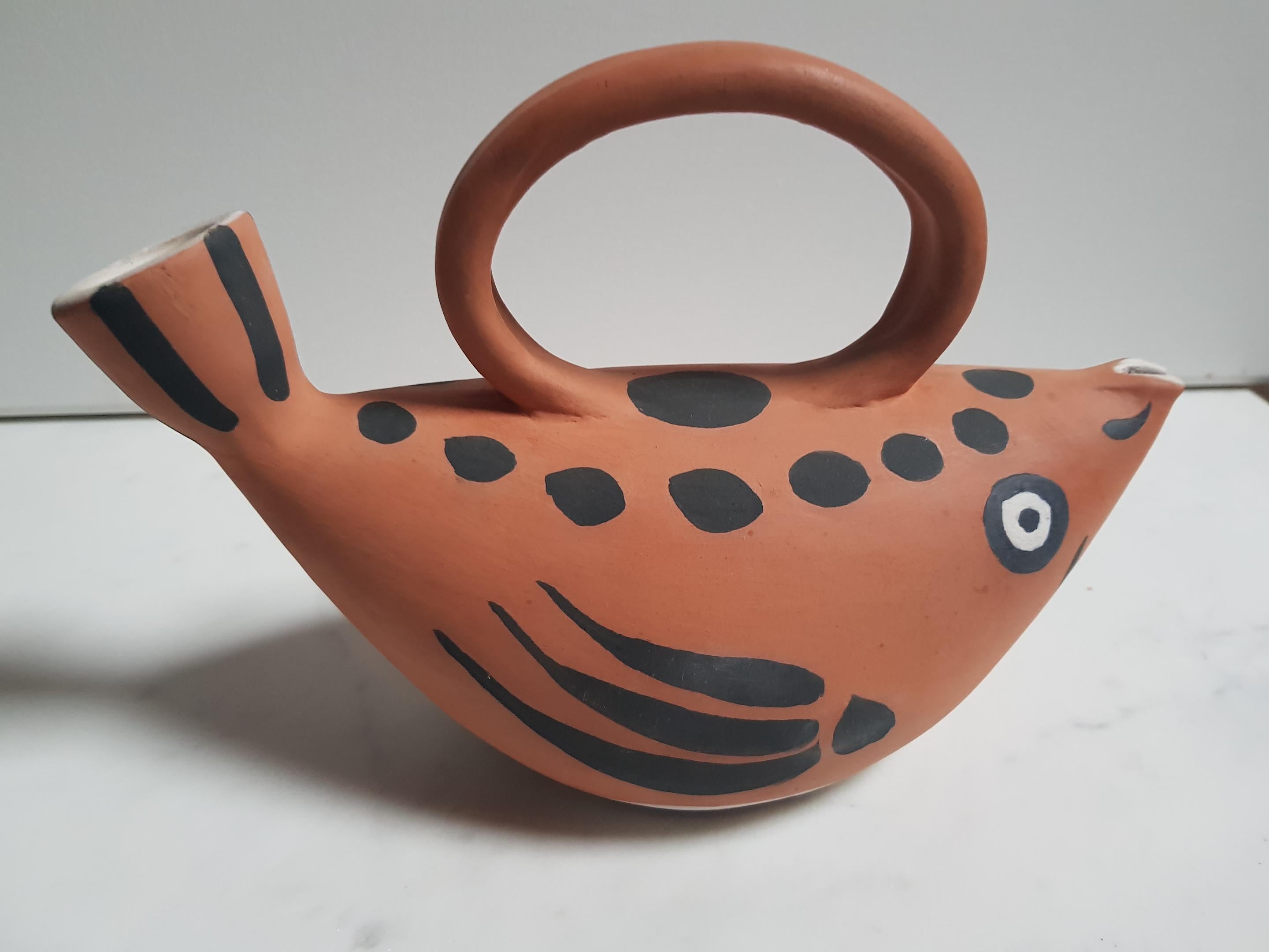 Hand-Crafted Pablo Picasso Fish Sujet Poisson Madoura Ceramics Limited Edition Pitcher AR 139 For Sale
