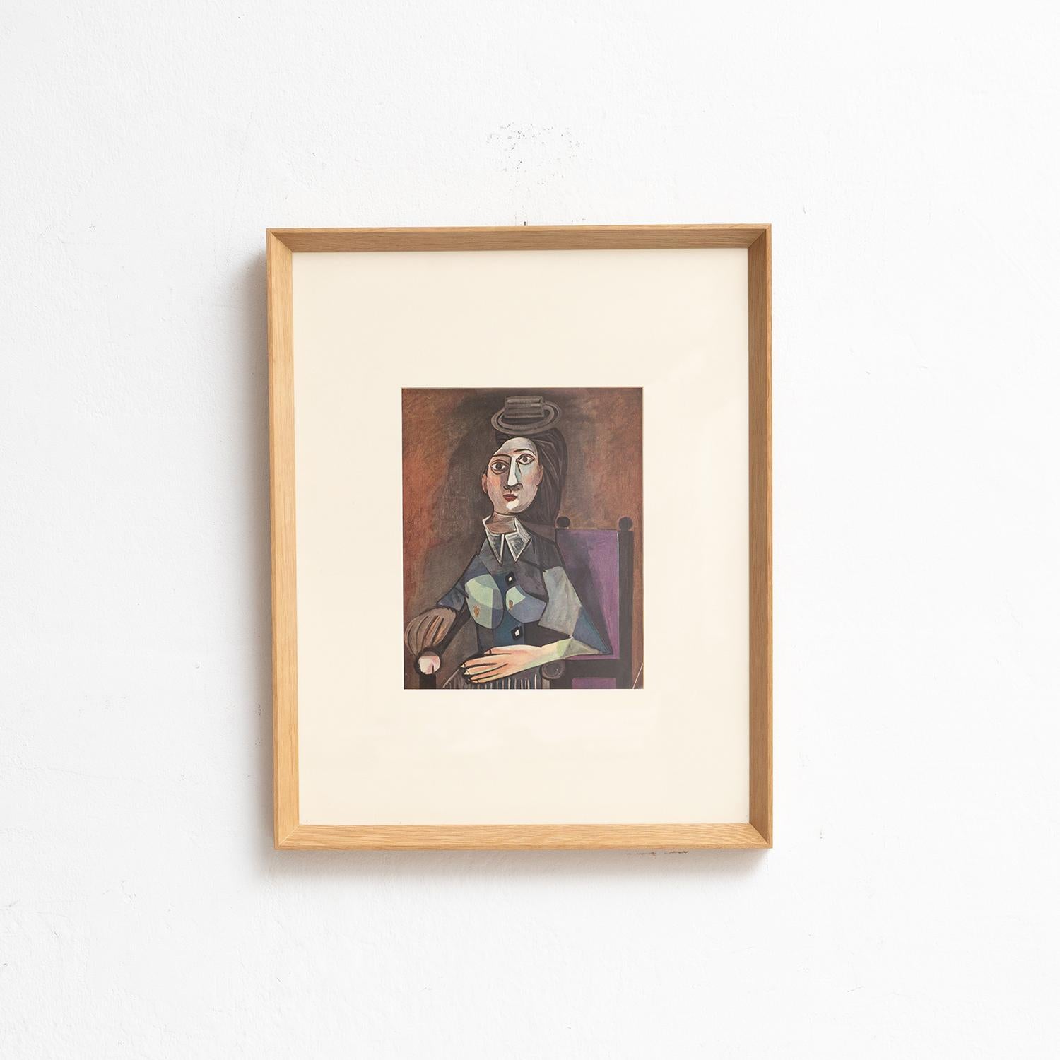 Step into the timeless brilliance of Pablo Picasso with this extraordinary color cliché, expertly edited by Editions du Chêne in Paris, France, in 1943. Adorned by a stunning solid wood frame measuring 54cm in width, 43.5cm in height, and 3.5cm in
