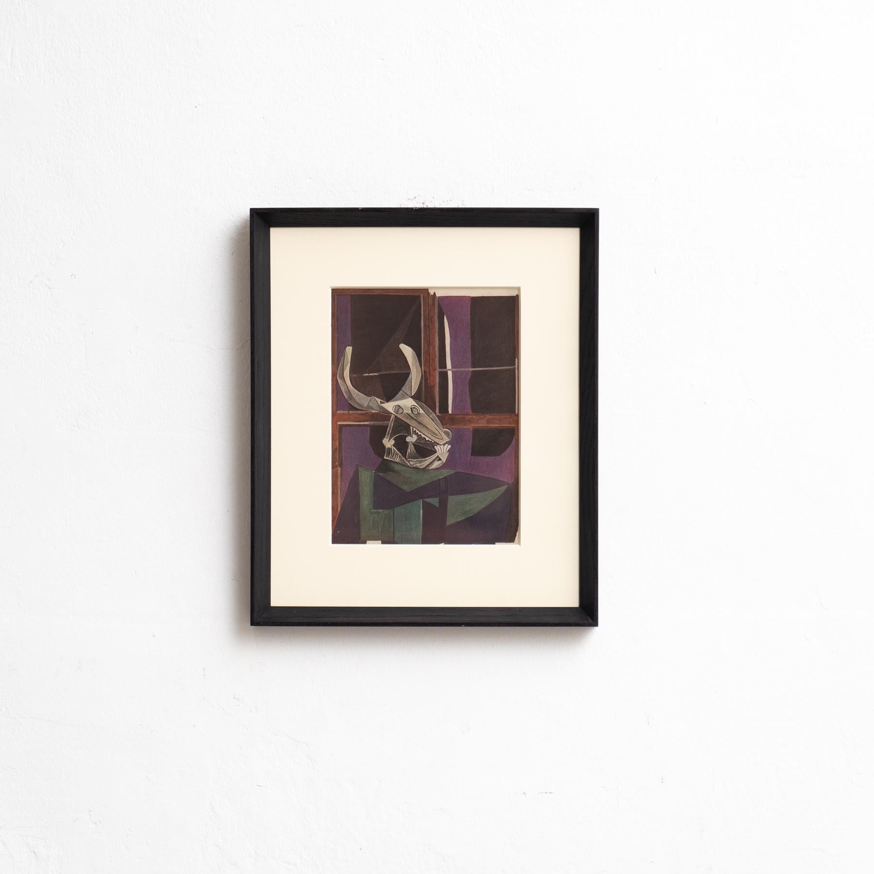 Entra nella brillantezza senza tempo di Pablo Picasso con questo straordinario cliché a colori, sapientemente edito dalle Editions du Chêne di Parigi, Francia, nel 1943. Adornato da una splendida cornice in legno massiccio, questo cliché a colori