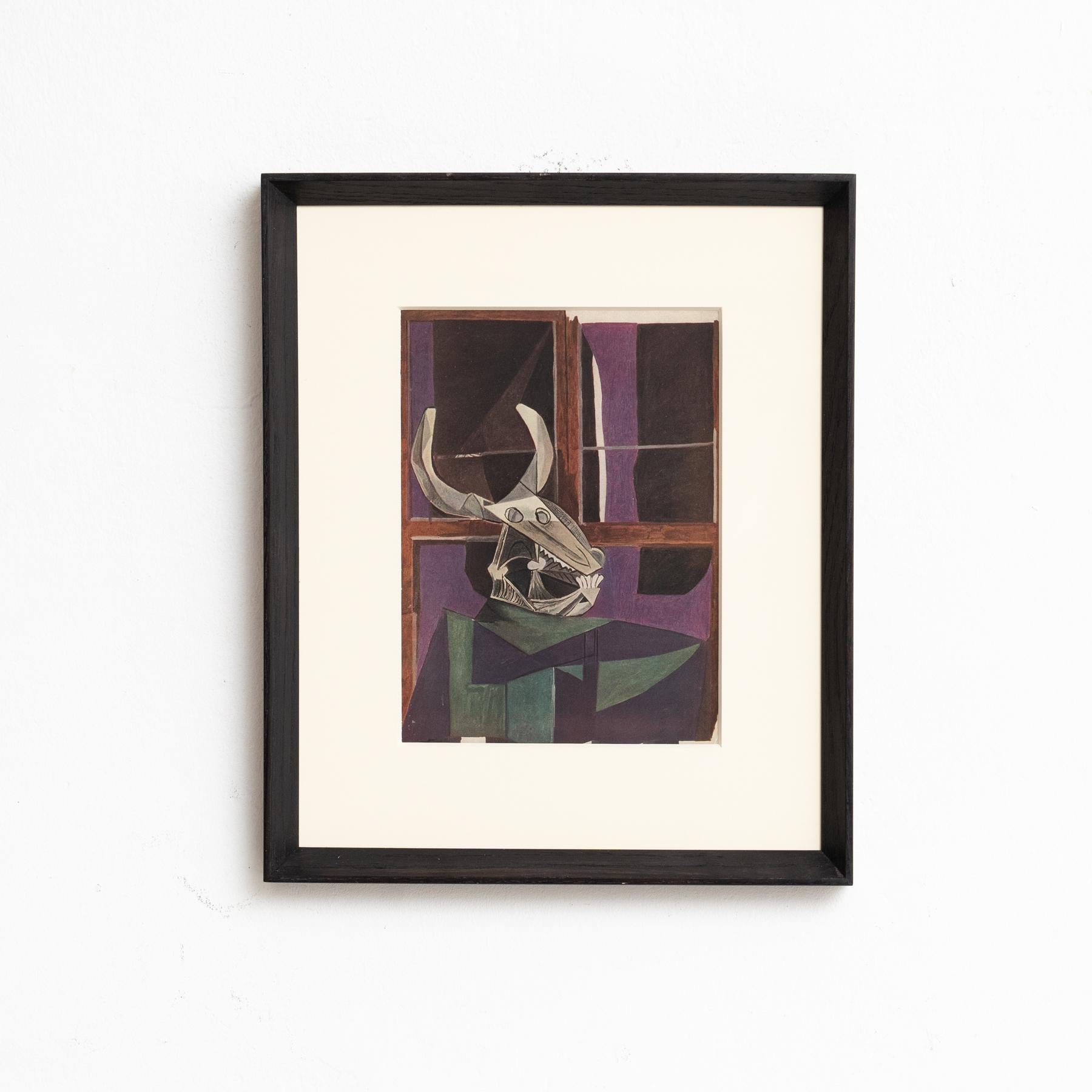 Step into the timeless brilliance of Pablo Picasso with this extraordinary color cliché, expertly edited by Editions du Chêne in Paris, France, in 1943. Adorned by a stunning solid wood frame, this color cliché is not merely a visual delight but a