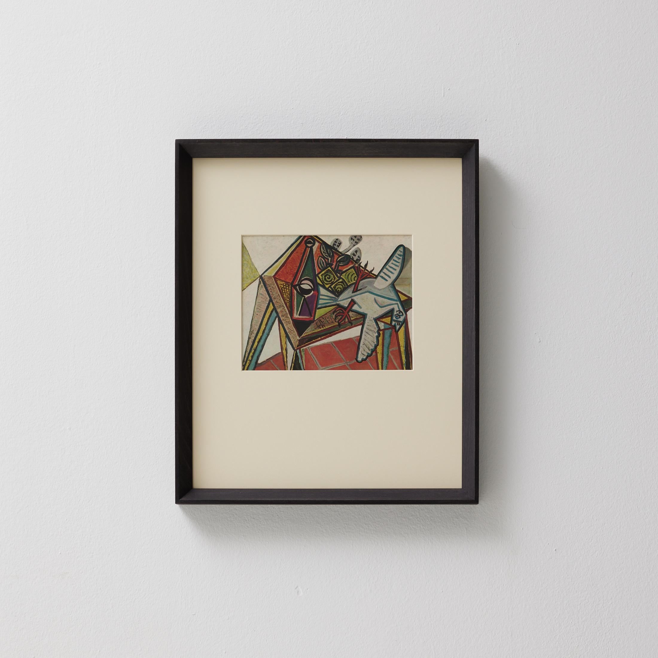 Step into the timeless brilliance of Pablo Picasso with this extraordinary color cliché, expertly edited by Editions du Chêne in Paris, France, in 1943. Adorned by a stunning solid wood frame measuring 54cm in width, 43.5cm in height, and 3.5cm in