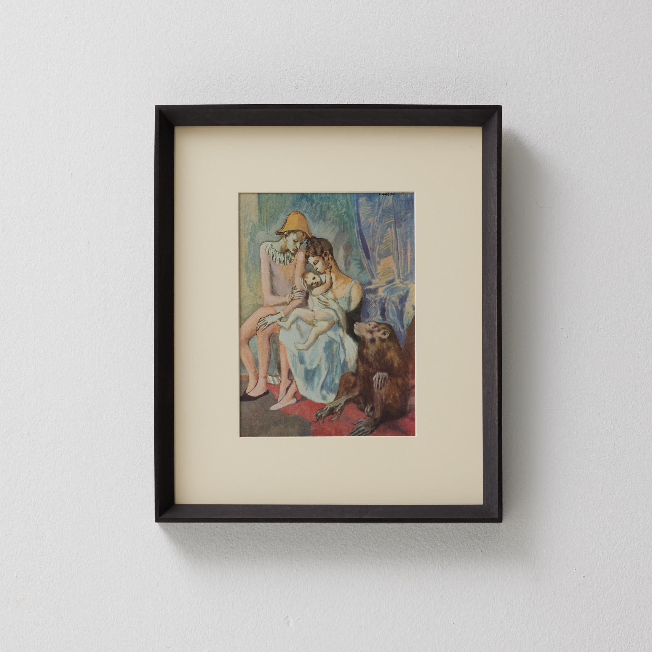 Tauchen Sie ein in die zeitlose Brillanz von Pablo Picasso mit diesem außergewöhnlichen Farbklischee, das 1943 von den Editions du Chêne in Paris, Frankreich, fachmännisch herausgegeben wurde. In einem wunderschönen Massivholzrahmen mit einer Breite
