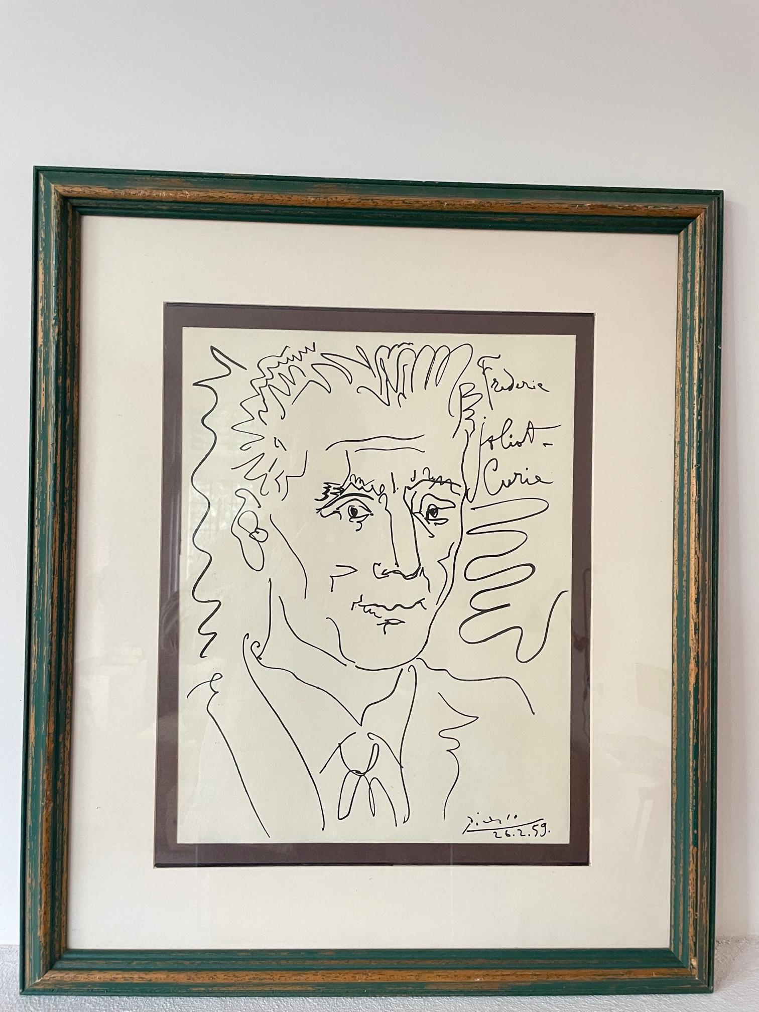 Paper Pablo Picasso – Frederick Joliot- Curie’ – Litho Frienden Der Welt 1959 – Verlag For Sale