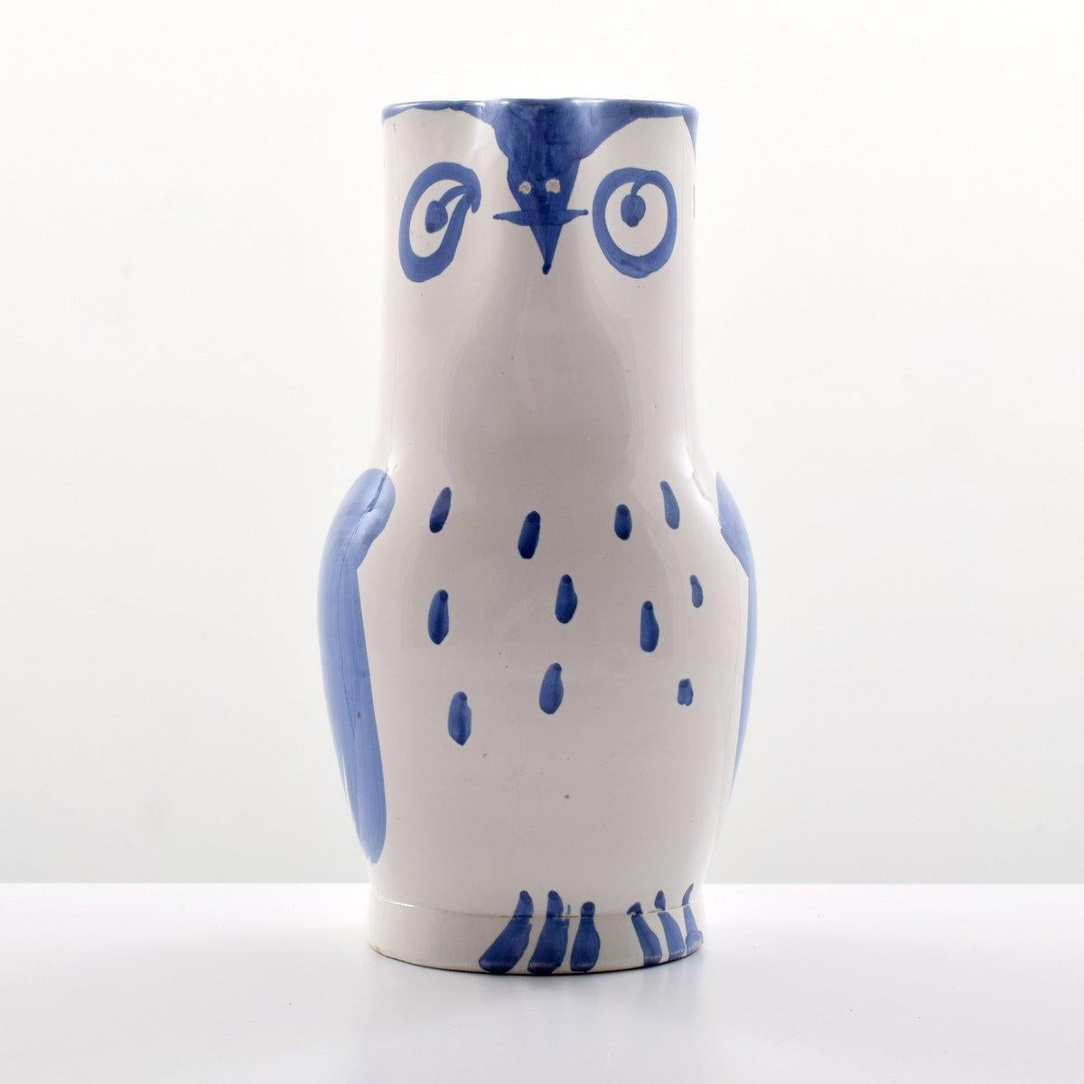 HIBOU PITCHER by Pablo Picasso (Spanish, 1881-1973). Provenance: Estate of Samuel L. Scher, M.D, Florida. Reference: Pablo Picasso- Catalogue of the edited ceramic works 1947-1971, Alain Ramie, 253.

Markings: Madoura Plein Feu imprint, Edition