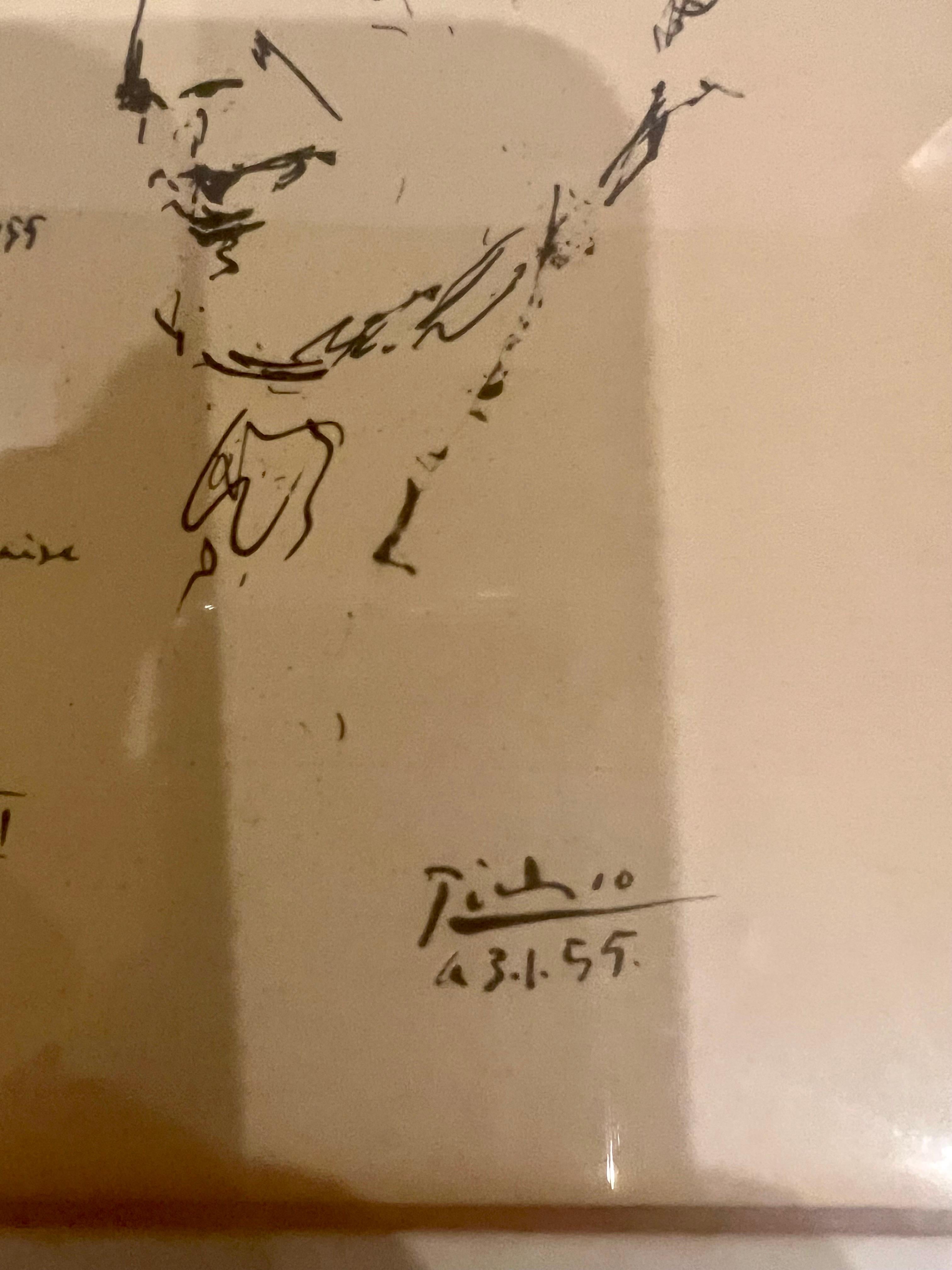 Mid-Century Modern Pablo Picasso Hommage Antonio Machado Framed Lithograph